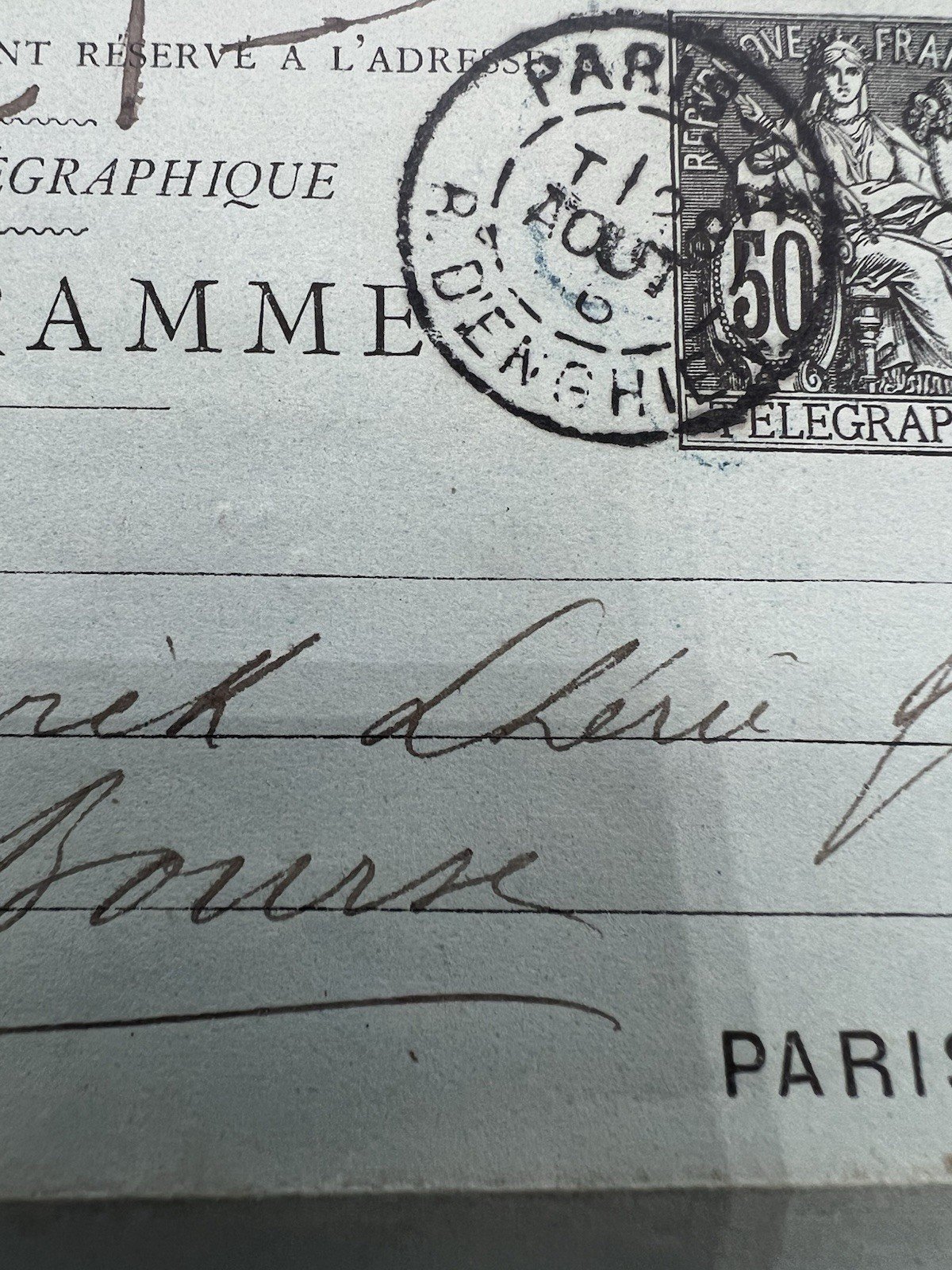 1886 Paris Bourse Petit Bleu Telegram 50c Chaplain Stock Trades # 1254 photo 3