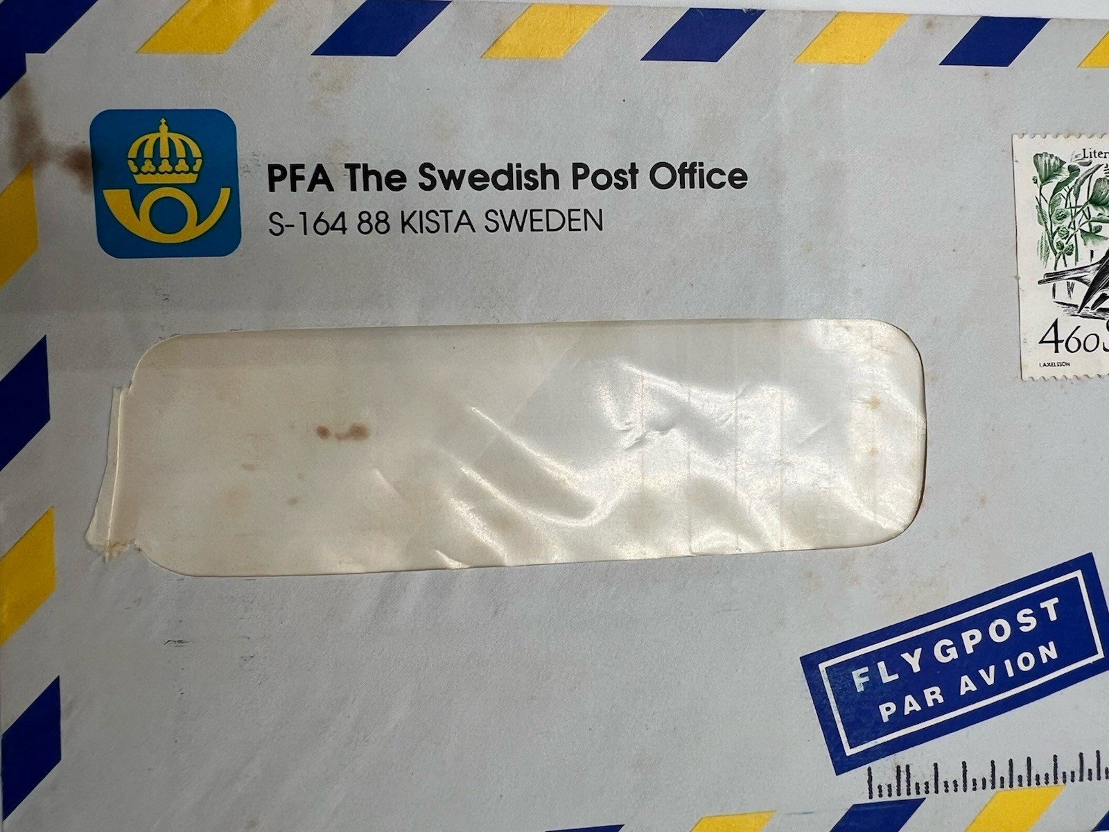1989 Sweden PFA Airmail Cover Scott 1723-24 1728 Wildlife Stamps # 1257 photo 3