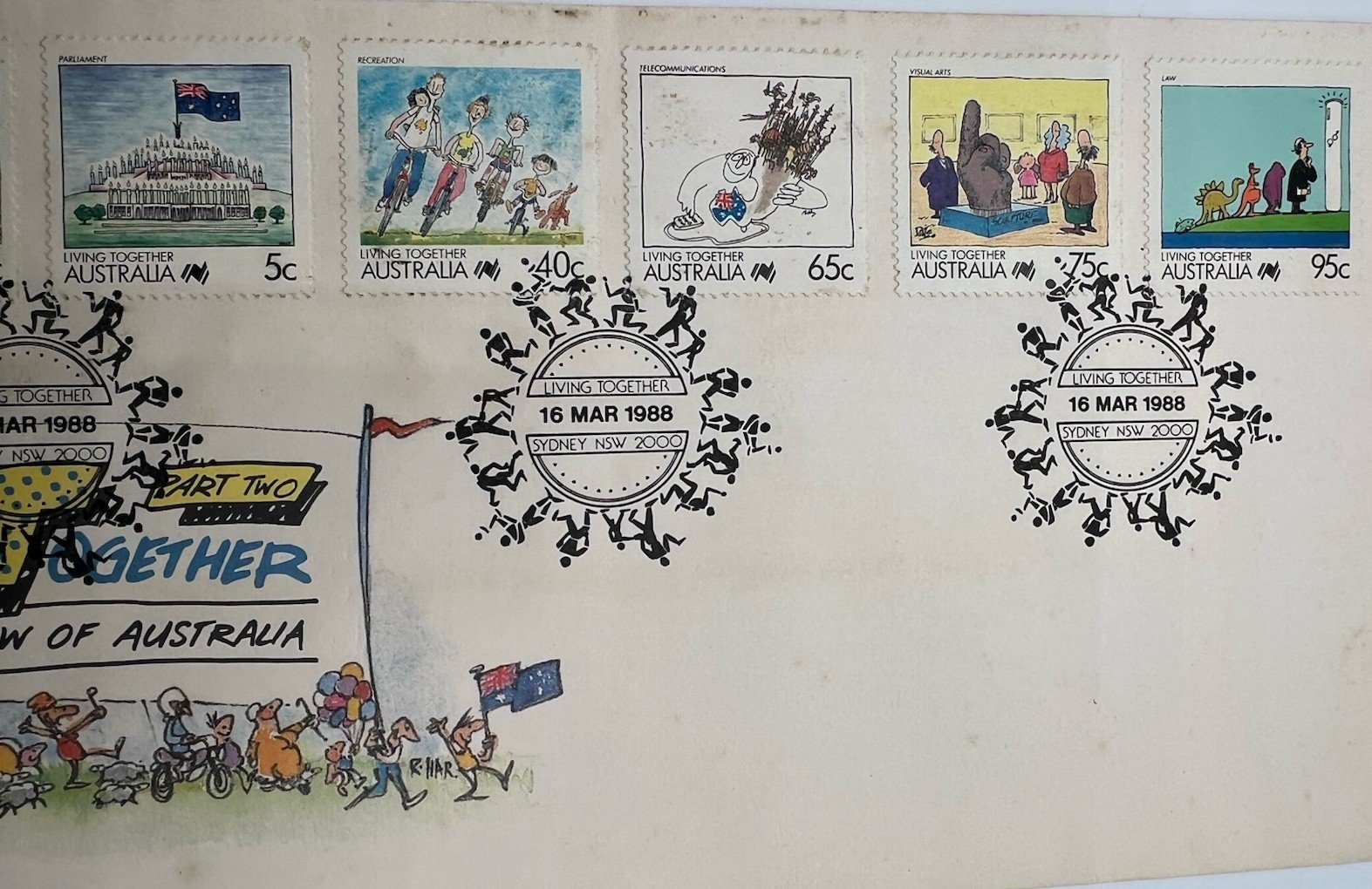 1988 Australia Living Together Part Two FDC 6 Stamps Sydney # 1258 photo 2