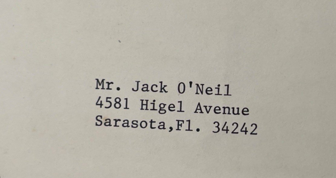 1990 Space Station Hologram Cover to Sarasota Commissioner Jack O’Neil # 1259 photo 6