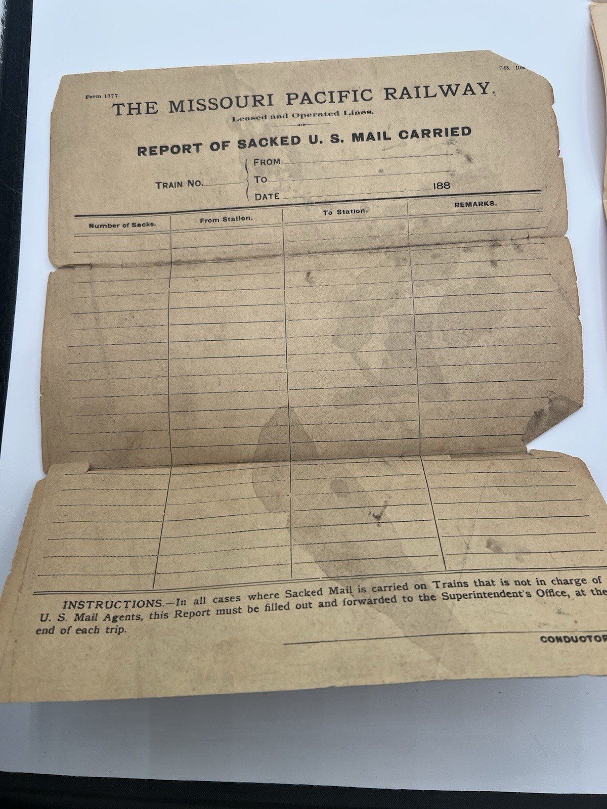 1920 USRA Railroad Letter & 1880s Missouri Pacific U.S. Mail Form # 1262 photo 2
