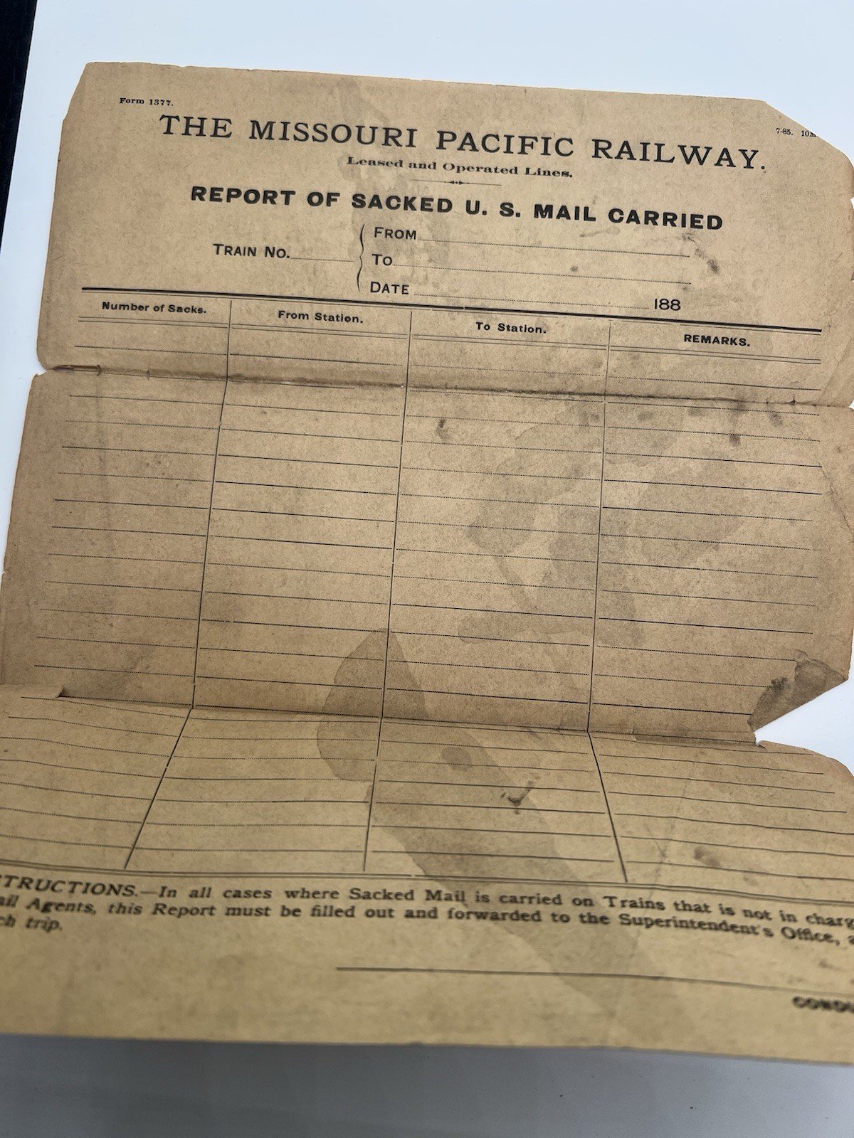 1920 USRA Railroad Letter & 1880s Missouri Pacific U.S. Mail Form # 1262 photo 5