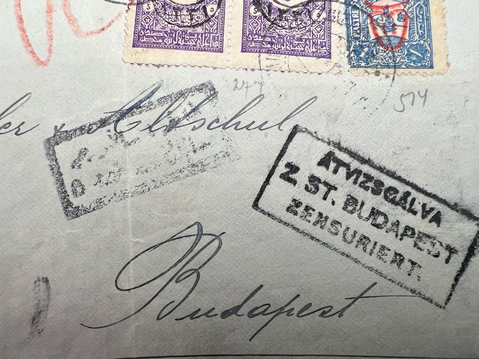 C1919 Ottoman Empire Constantinople to Budapest Romanian Censored Bank #1264 photo 4