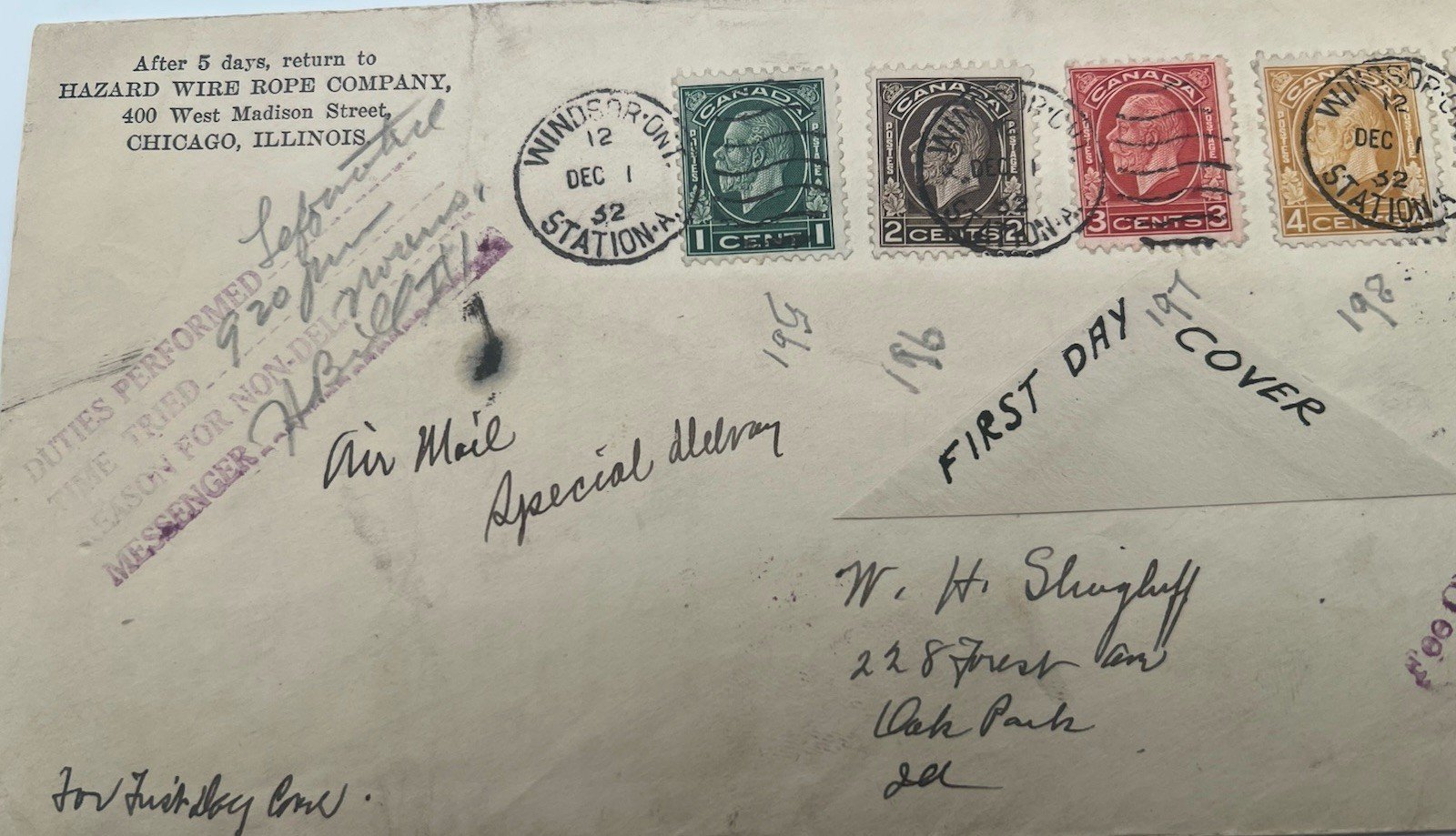 1932 Canada King George V Medallion First Day Cover Windsor Ontario # 1266 photo 2
