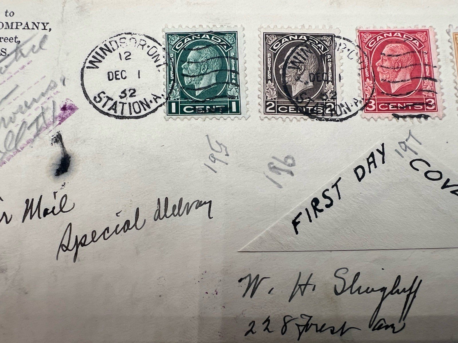 1932 Canada King George V Medallion First Day Cover Windsor Ontario # 1266 photo 3