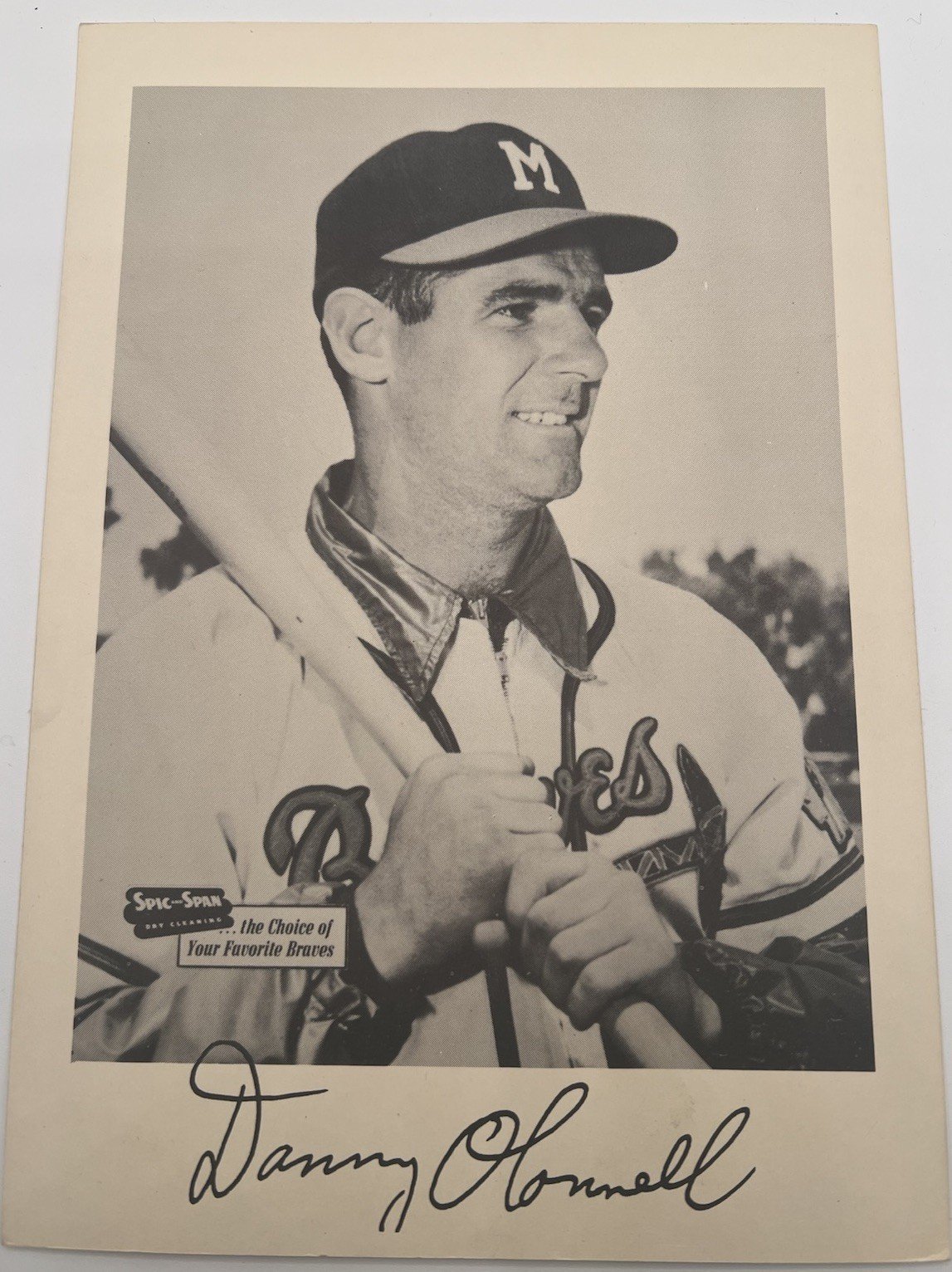 1953-1957 Danny O'Connell Spic & Span Milwaukee Braves 7 x 10 Photo # 1270