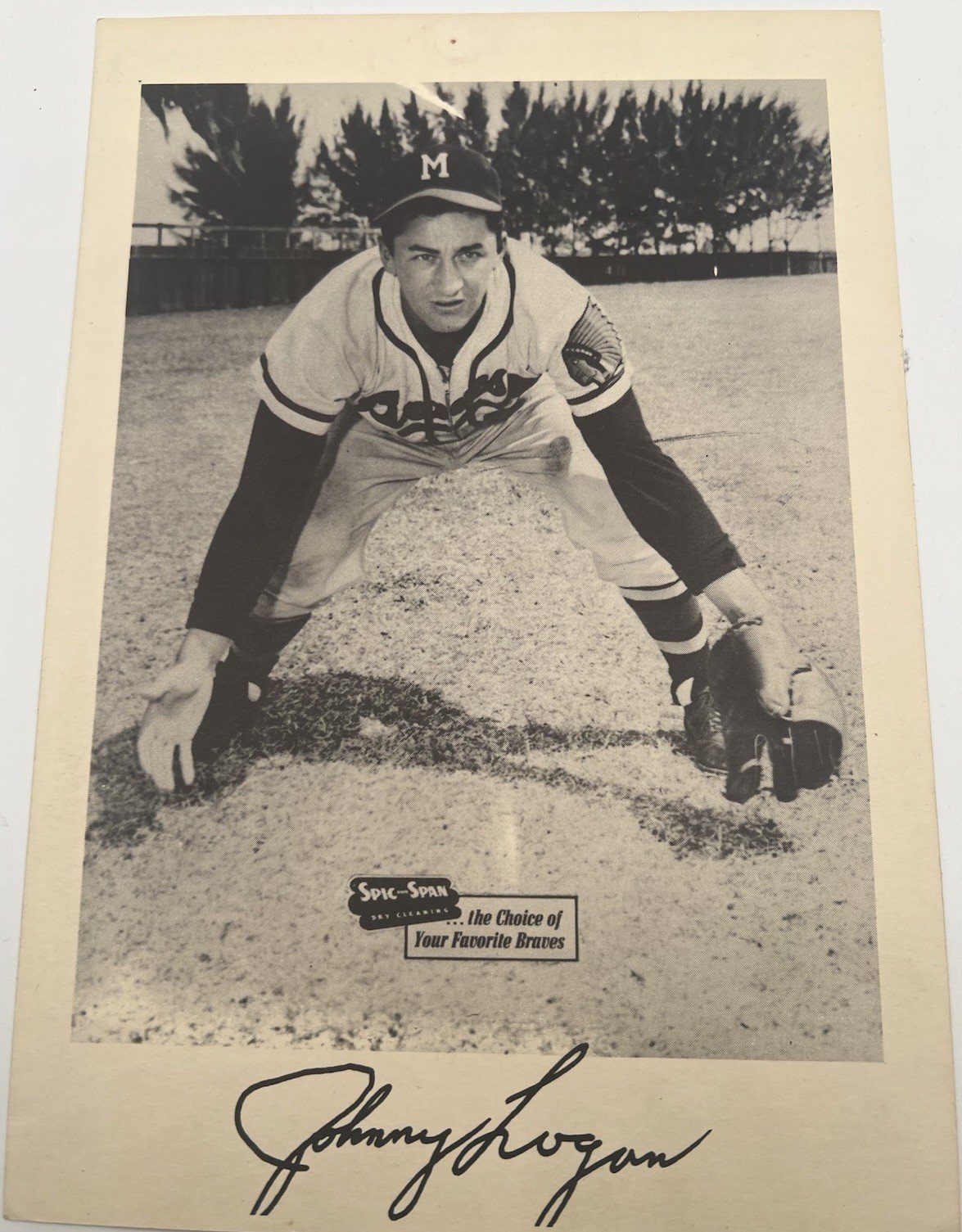 1953-57 Spic & Span Johnny Logan Milwaukee Braves 7x10 Baseball Premium # 1271