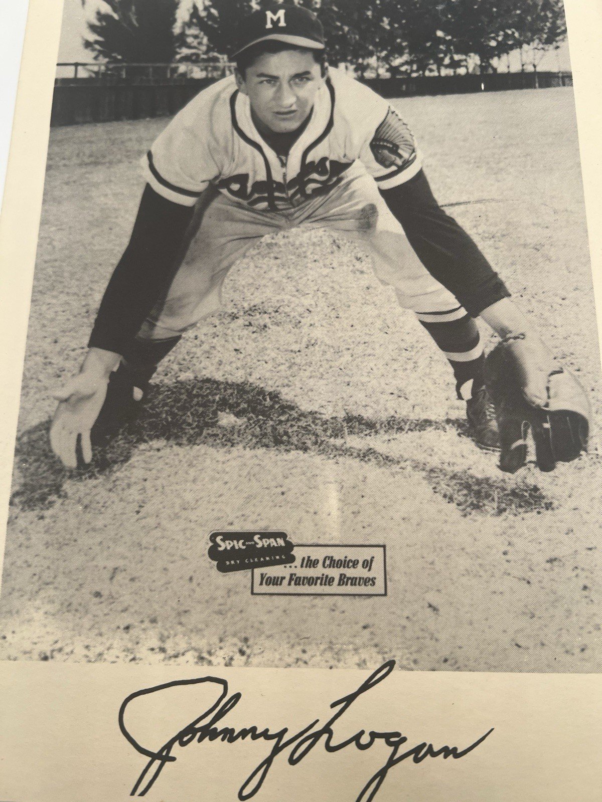 1953-57 Spic & Span Johnny Logan Milwaukee Braves 7x10 Baseball Premium # 1271 photo 3
