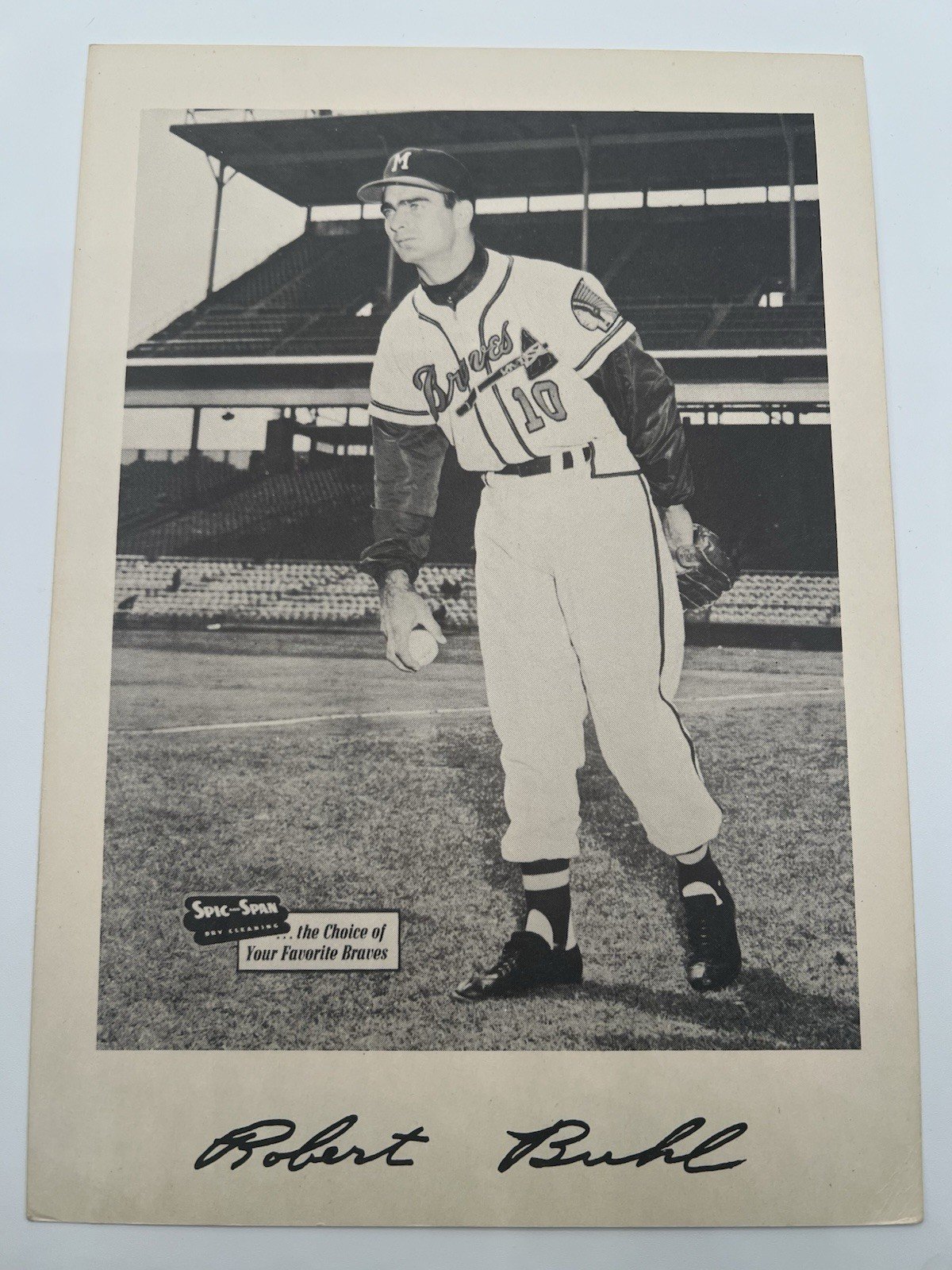 1953-57 Spic And Span Robert Buhl Milwaukee Braves 7 x 10 Photo # 1272