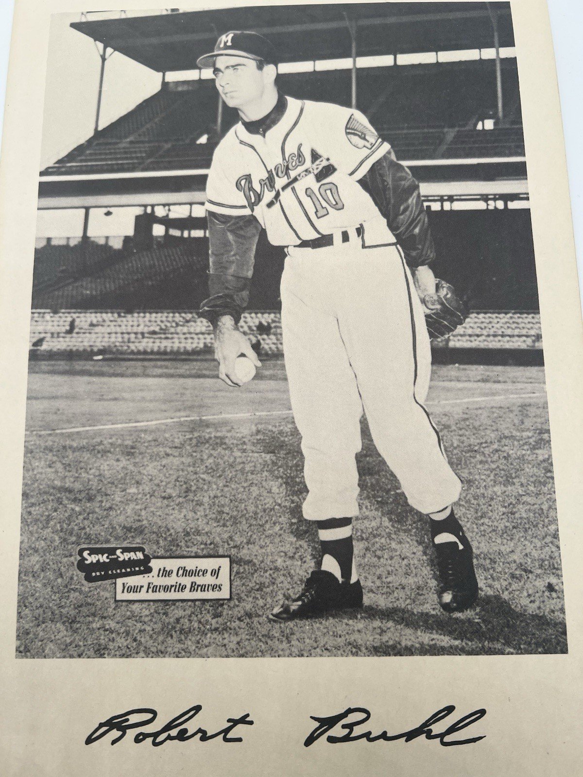 1953-57 Spic And Span Robert Buhl Milwaukee Braves 7 x 10 Photo # 1272 photo 3