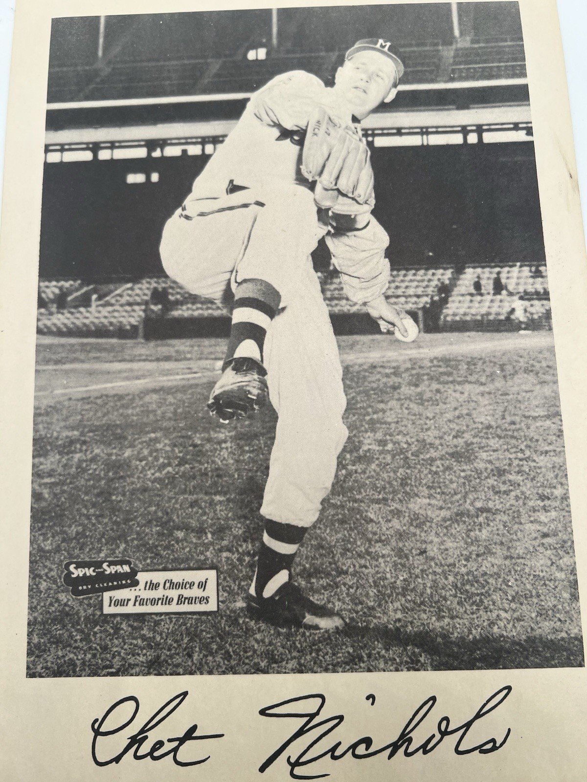 1953-57 Spic & Span Chet Nichols Milwaukee Braves 7x10 Premium Photo # 1273 photo 3