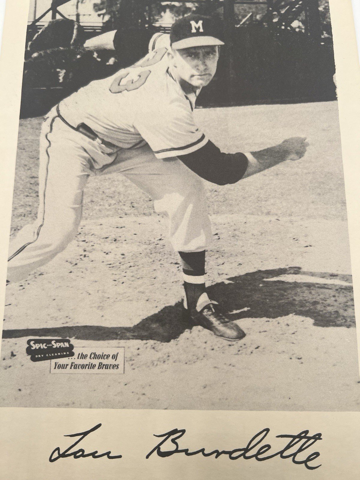 1950s Lew Burdette Milwaukee Braves Spic & Span 7x10 Photo Name Error # 1275 photo 2