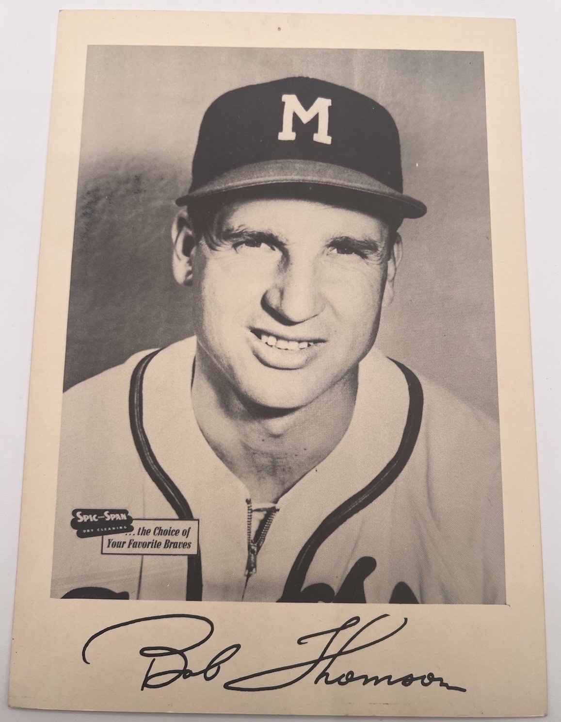 1950s Milwaukee Braves Baseball Warren E. Spahn 7 x10 Spic & Span Photo # 1276