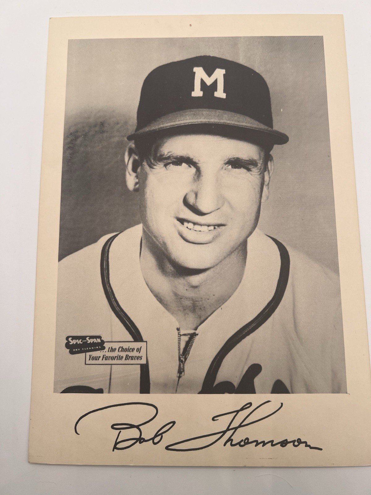 1950s Milwaukee Braves Baseball Warren E. Spahn 7 x10 Spic & Span Photo # 1276 photo 2