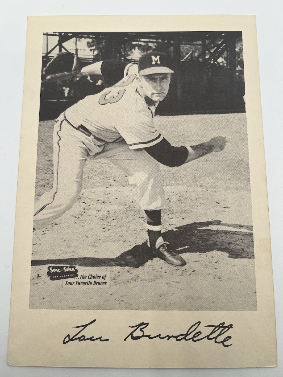 1950s Lew Burdette Milwaukee Braves Spic & Span 7x10 Photo Name Error # 1278