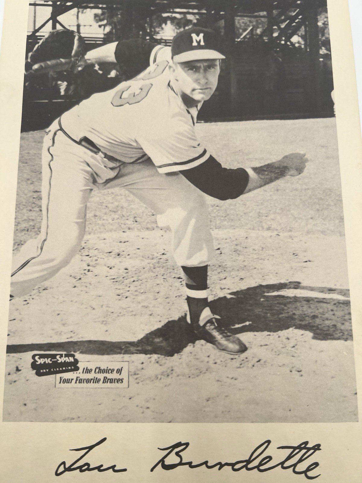 1950s Lew Burdette Milwaukee Braves Spic & Span 7x10 Photo Name Error # 1278 photo 2