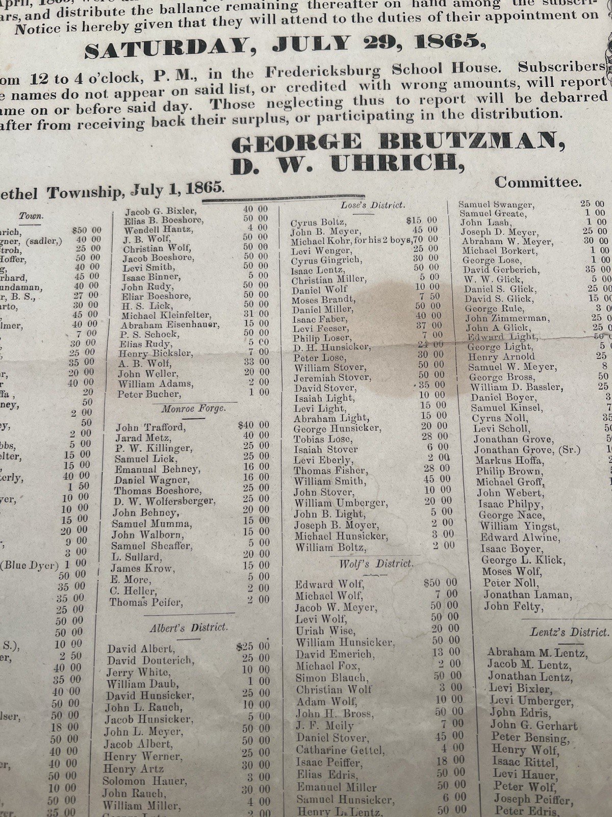 1865 Civil War Bethel Bounty Fund Broadside Lincoln 300,000 Troops PA # TOC2146 photo 4