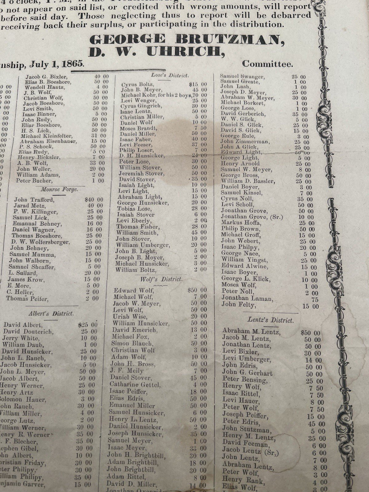 1865 Civil War Bethel Bounty Fund Broadside Lincoln 300,000 Troops PA # TOC2146 photo 6