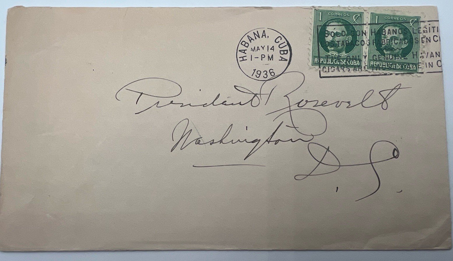 Franklin D Roosevelt FDR Collection H.R. Harmer Authenticated Cuba Cover # 1282
