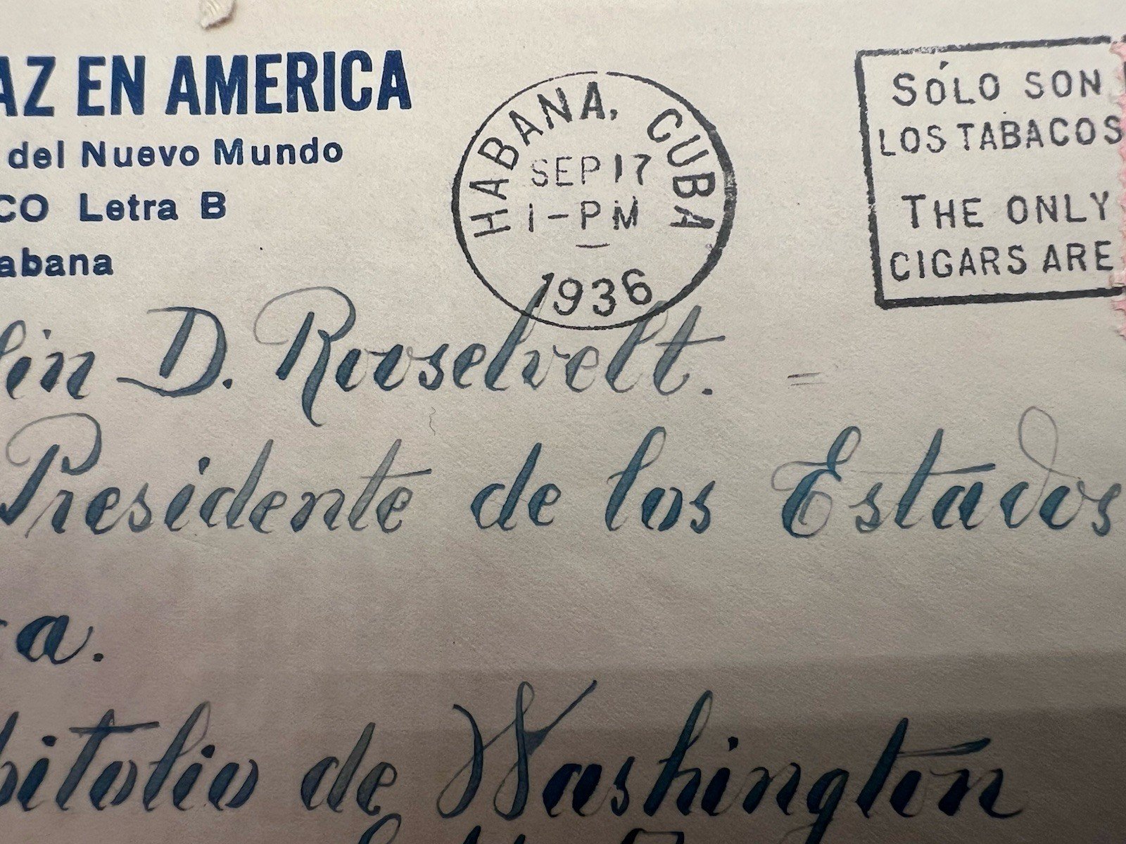 1936 FDR Roosevelt Cuba Cover H.R. Harmer Authenticated Peace Mission # 1284 photo 6