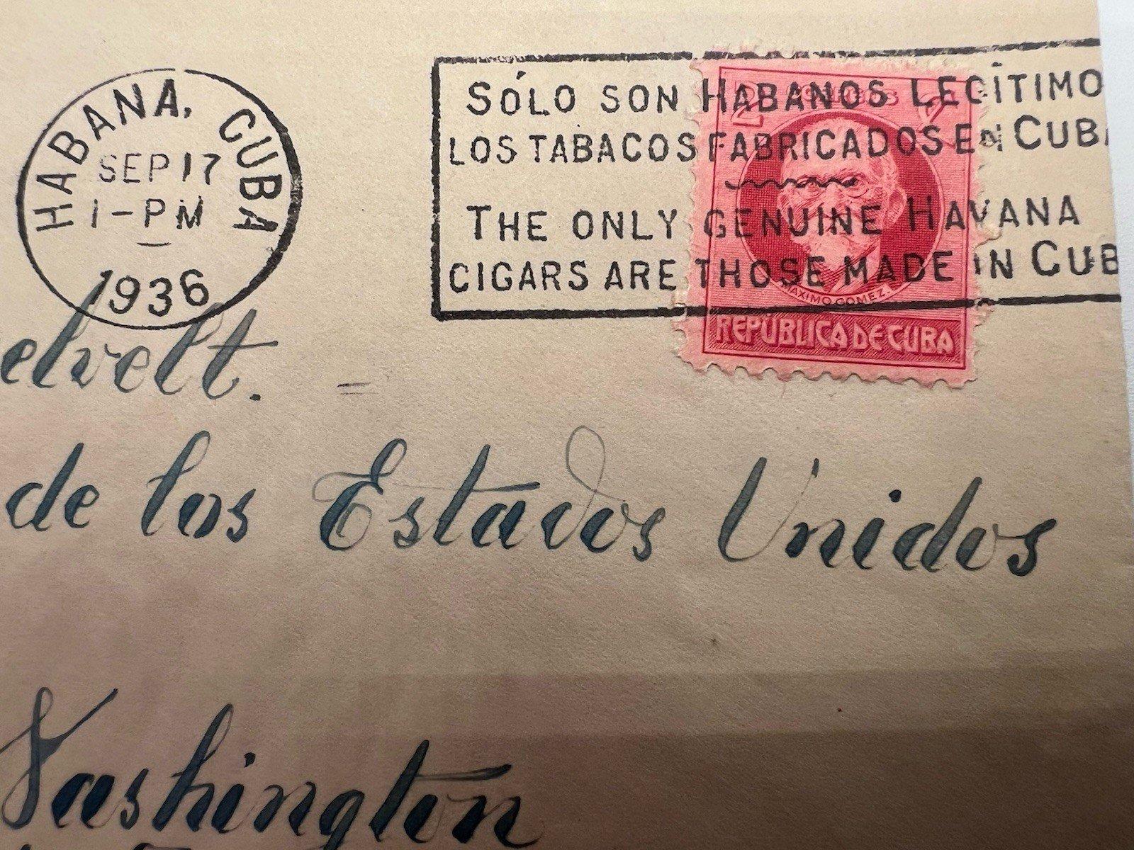 1936 FDR Roosevelt Cuba Cover H.R. Harmer Authenticated Peace Mission # 1284 photo 7