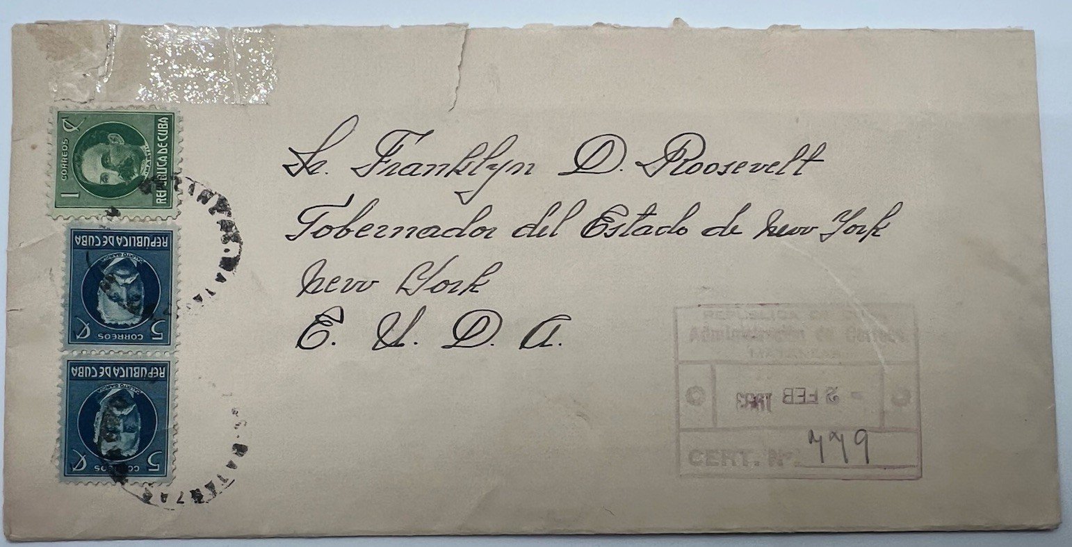 1933 FDR Roosevelt Personal Collection Cuba Registered Cover Harmer # 1286