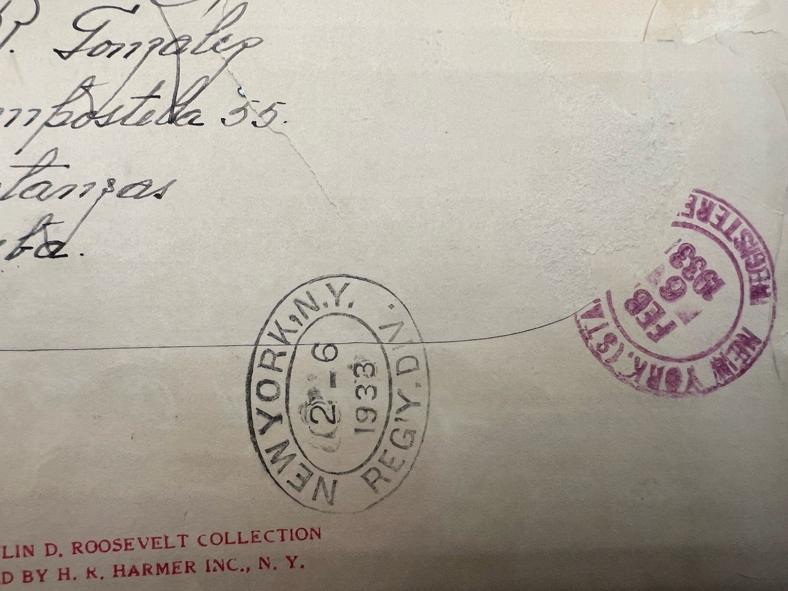 1933 FDR Roosevelt Personal Collection Cuba Registered Cover Harmer # 1286 photo 7