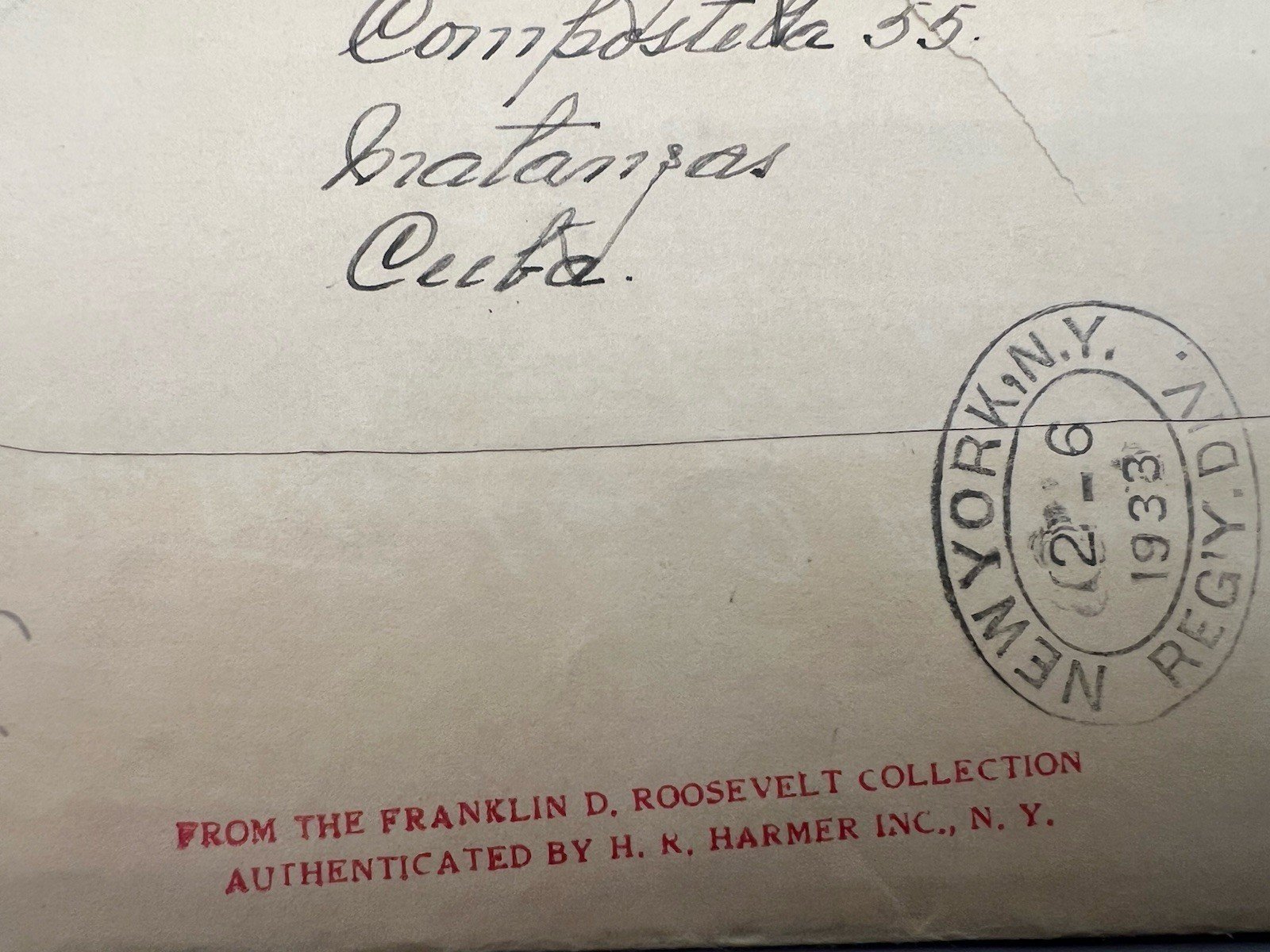 1933 FDR Roosevelt Personal Collection Cuba Registered Cover Harmer # 1286 photo 8