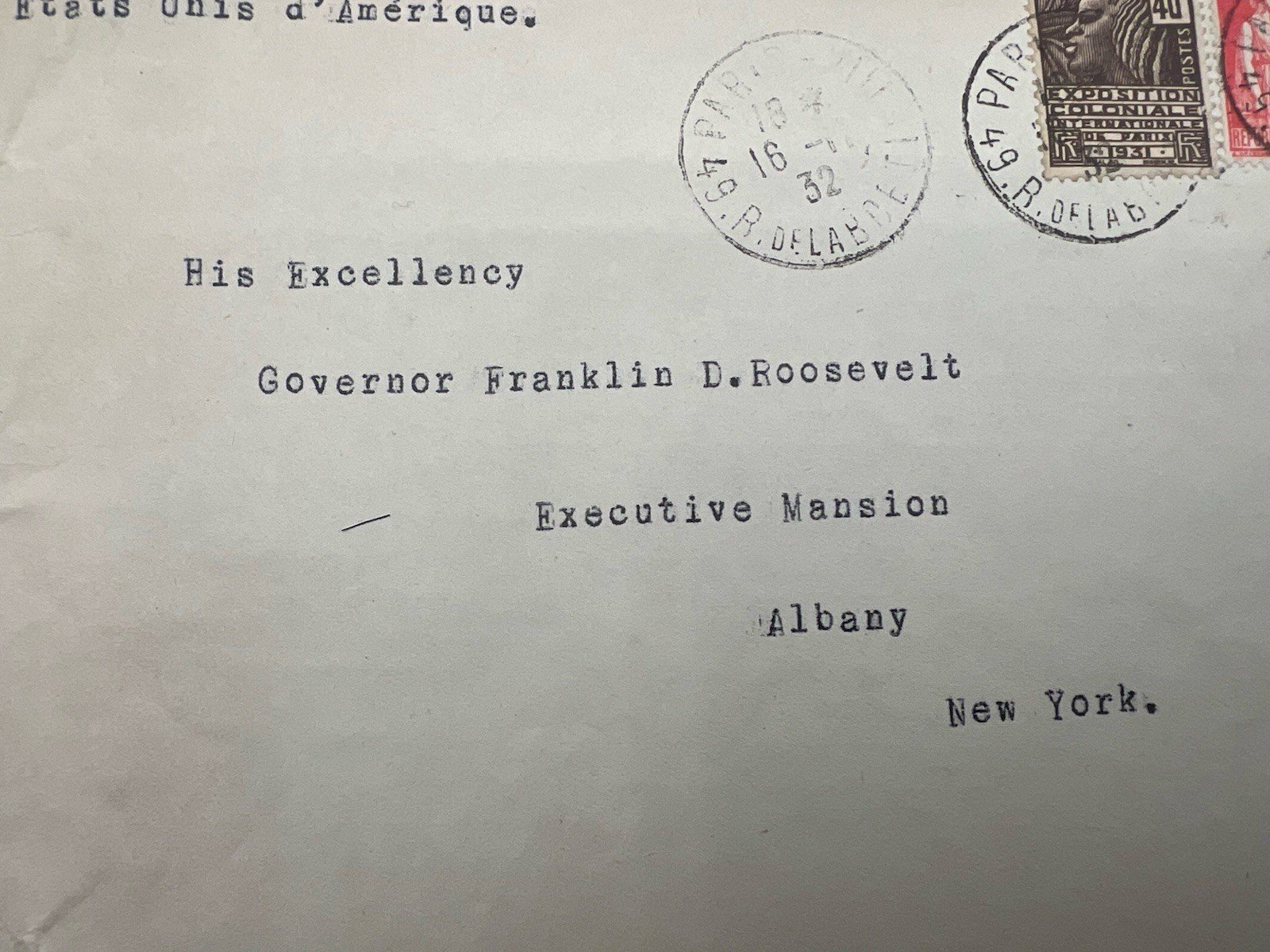 1932 Paris France to FDR Franklin D Roosevelt Governor NY Campaign Cover # 1288 photo 3