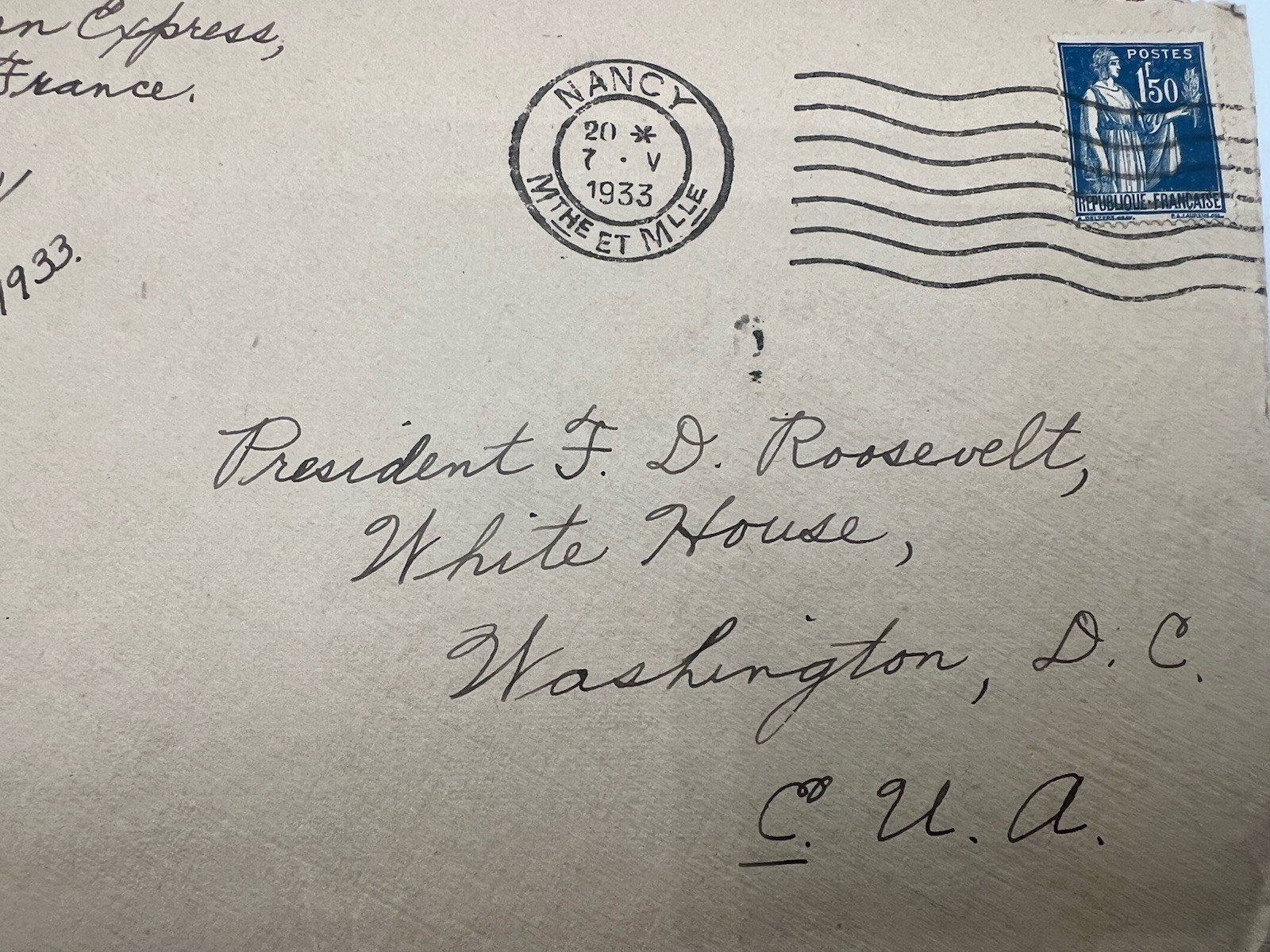 1933 France FDR White House Cover H.R. Harmer Roosevelt Collection # 1291 photo 2