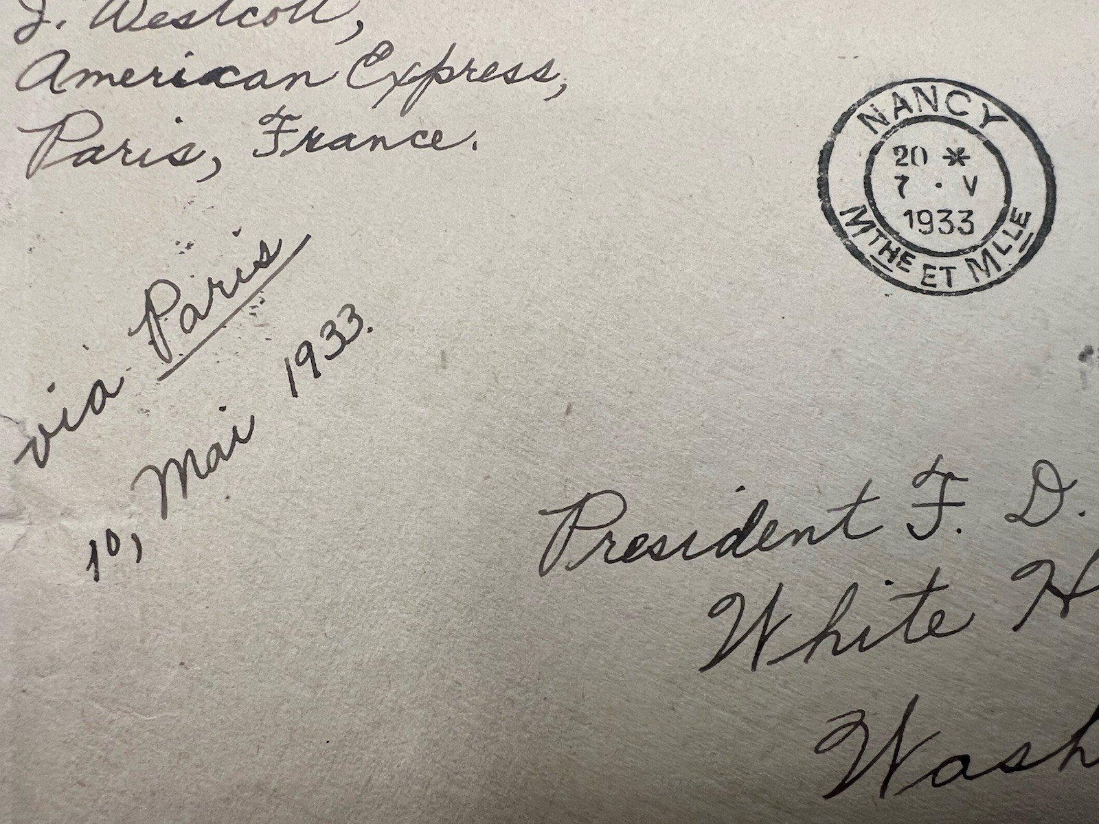 1933 France FDR White House Cover H.R. Harmer Roosevelt Collection # 1291 photo 4