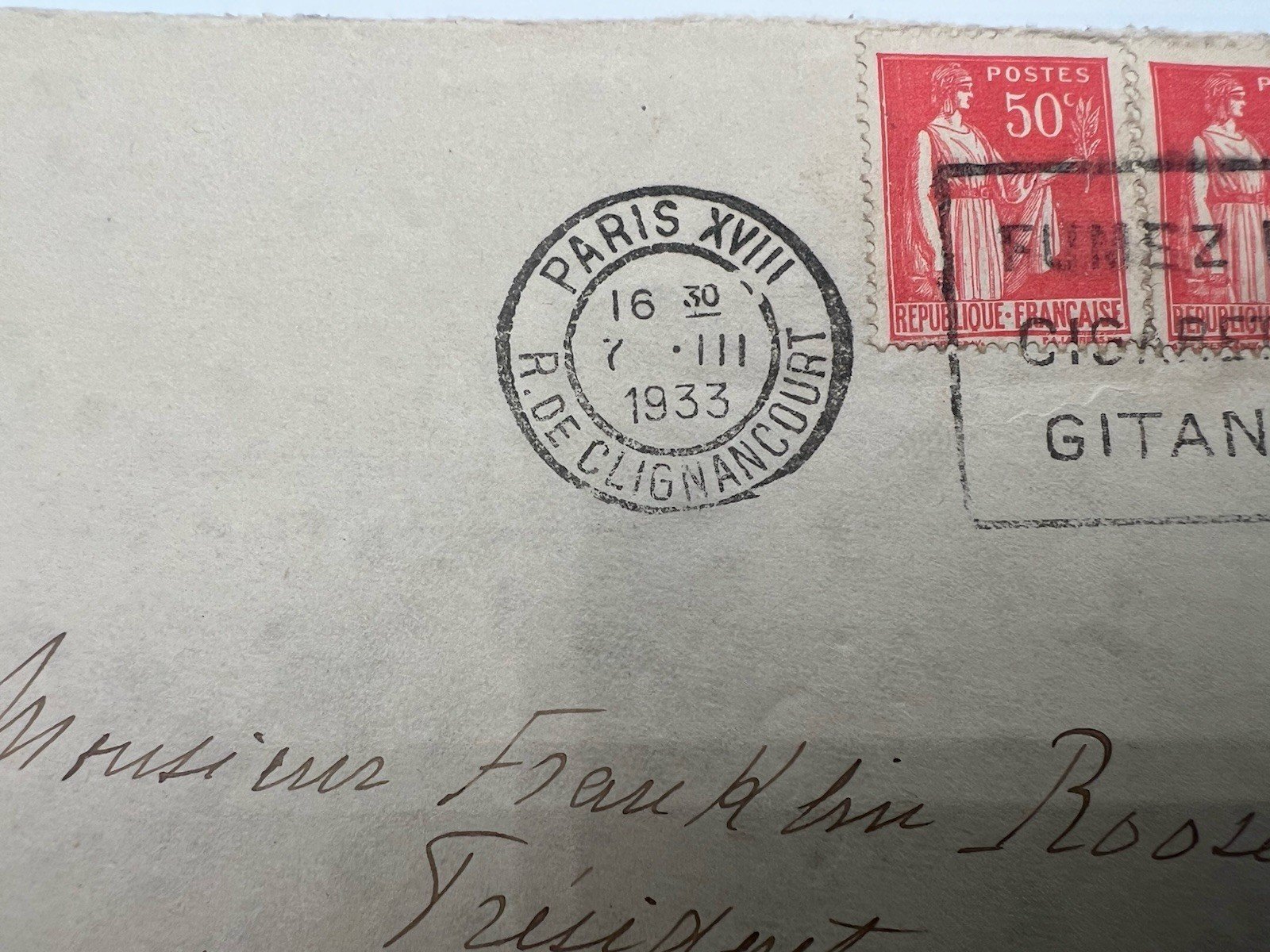 1933 France to FDR White House Cover Paris Gitanes H.R. Harmer Provenance #1292 photo 4