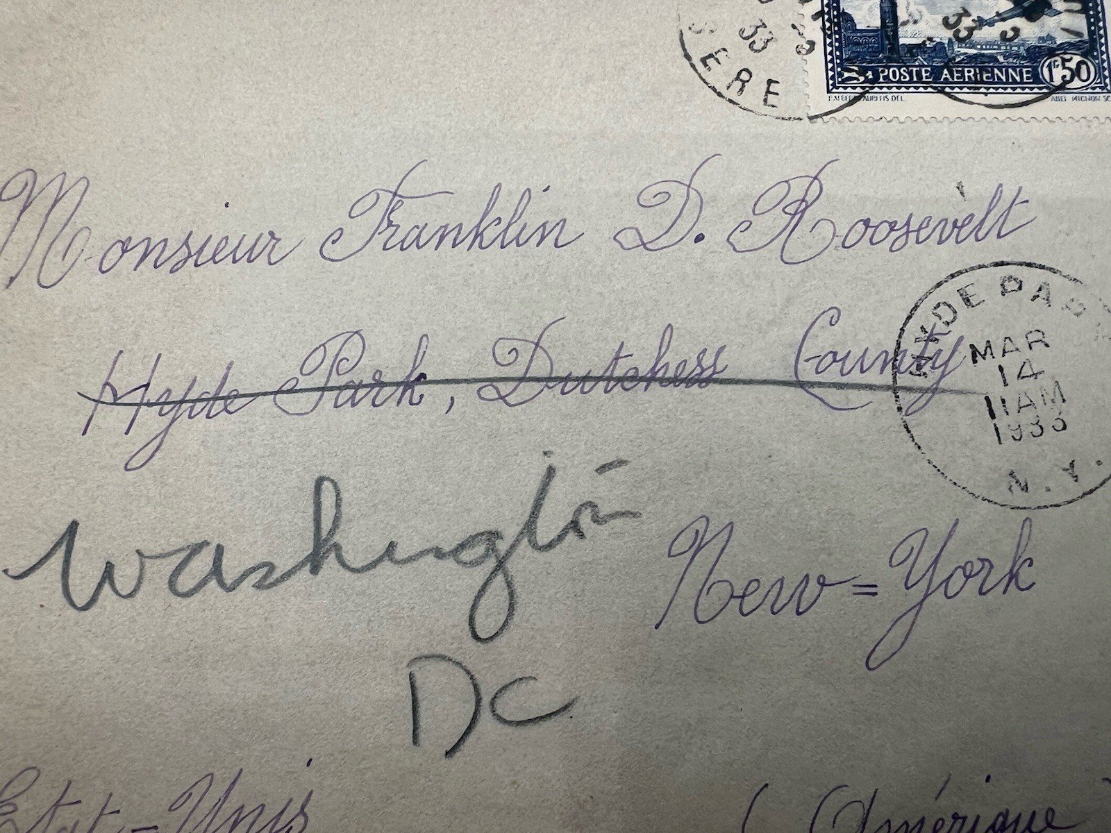 1933 FDR Franklin D Roosevelt French Airmail Cover H.R. Harmer Provenance #1295 photo 3