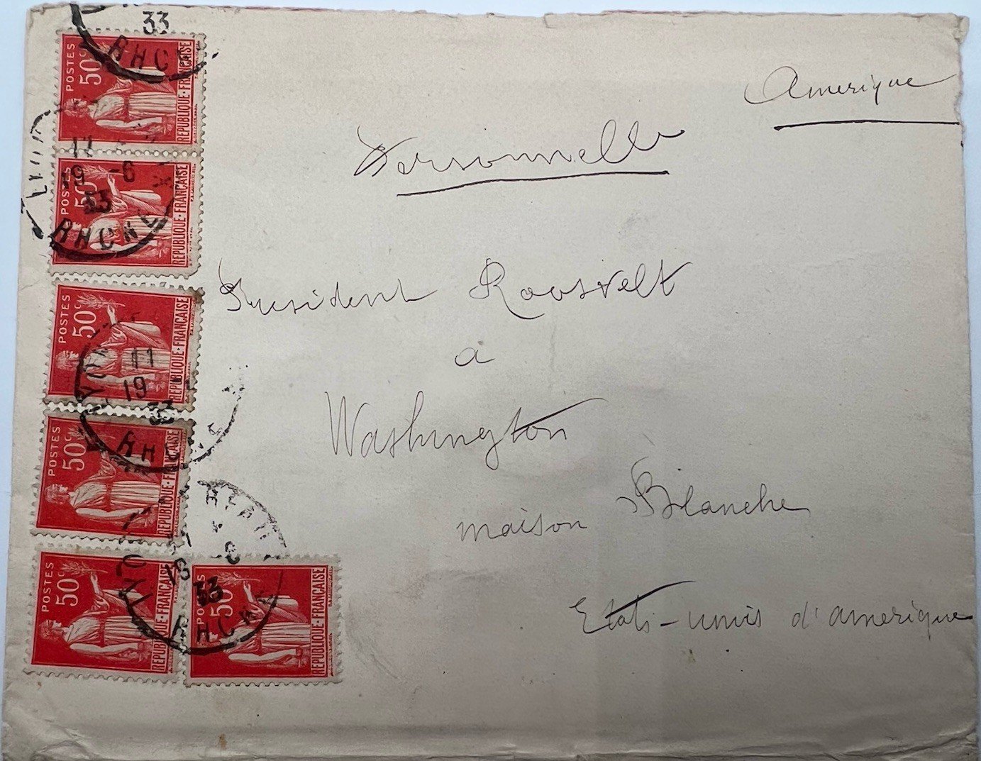 1933 FDR White House Personal Cover France Wax Seal Harmer Provenance # 1298
