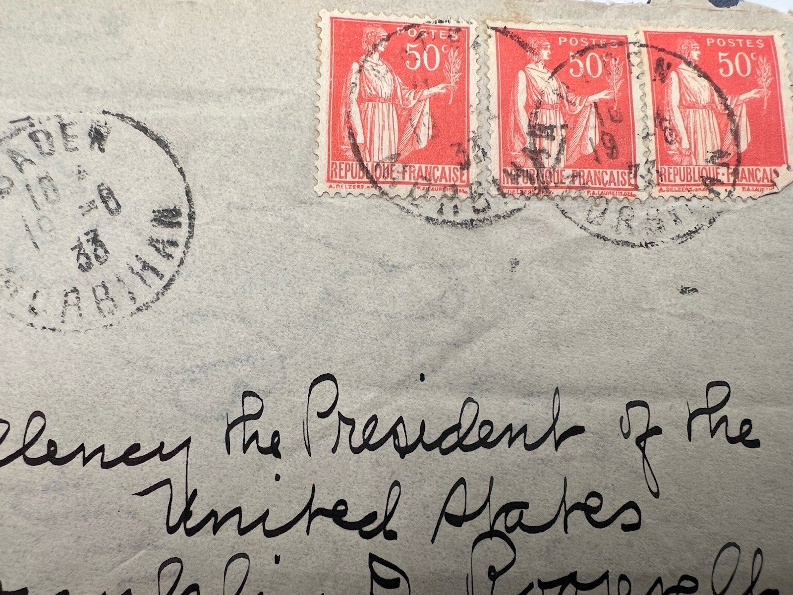 1933 FDR Roosevelt White House France Cover H.R. Harmer Provenance # 1300 photo 3