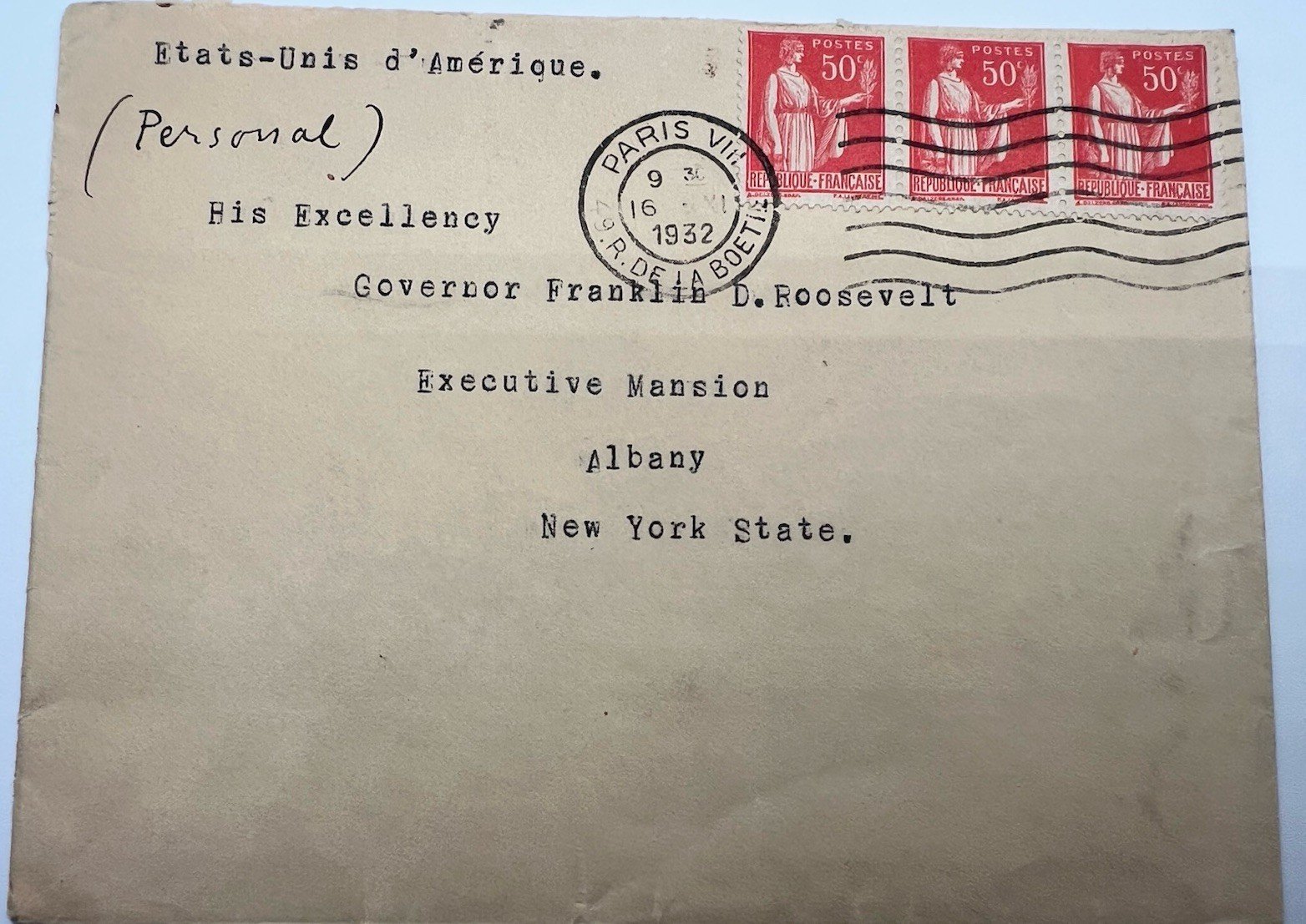 1932 FDR Roosevelt Presidential Campaign Personal Cover H.R. Harmer # 1302