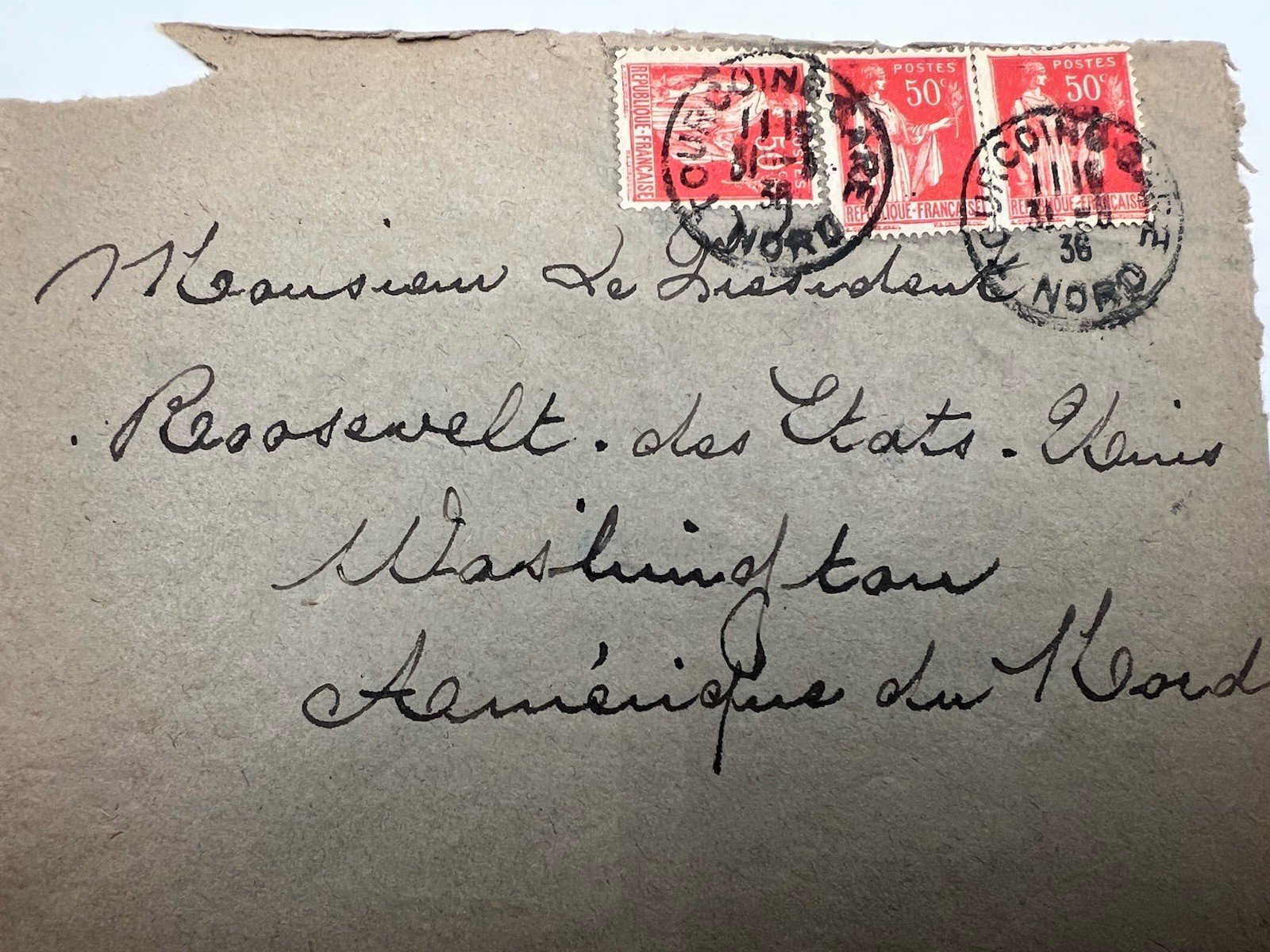 FDR Franklin D Roosevelt Personal Collection France Cover H.R. Harmer # 1305 photo 2