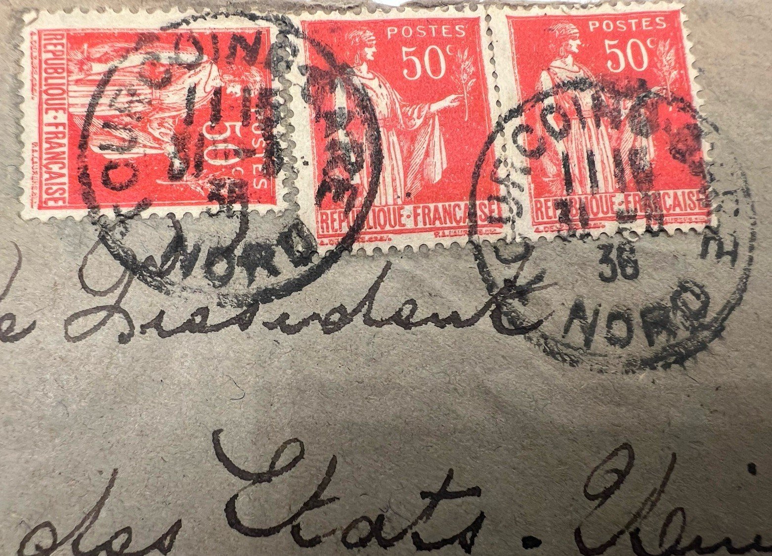 FDR Franklin D Roosevelt Personal Collection France Cover H.R. Harmer # 1305 photo 3