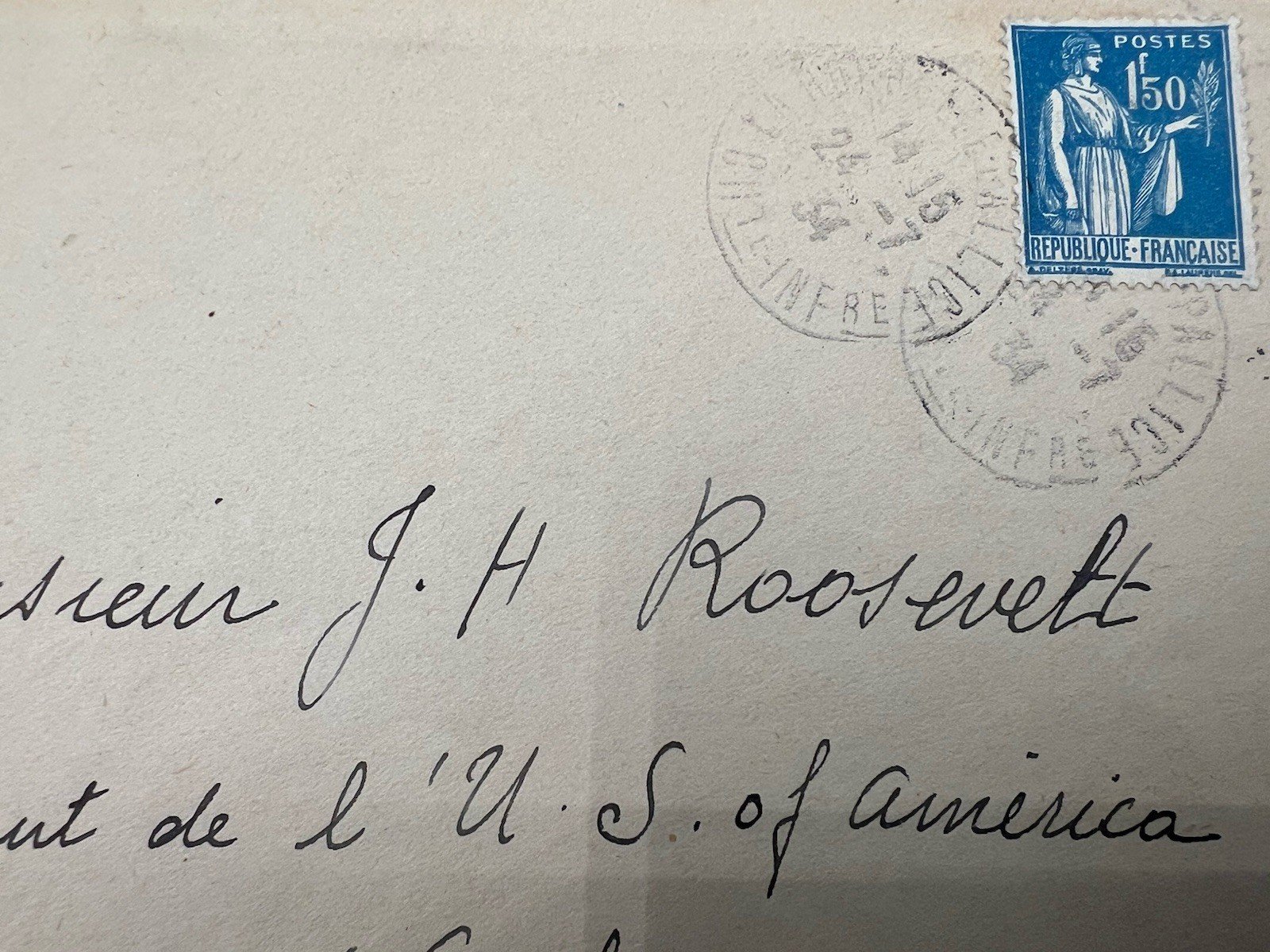 FDR Franklin D Roosevelt Personal Collection France Cover H.R. Harmer # 1307 photo 3