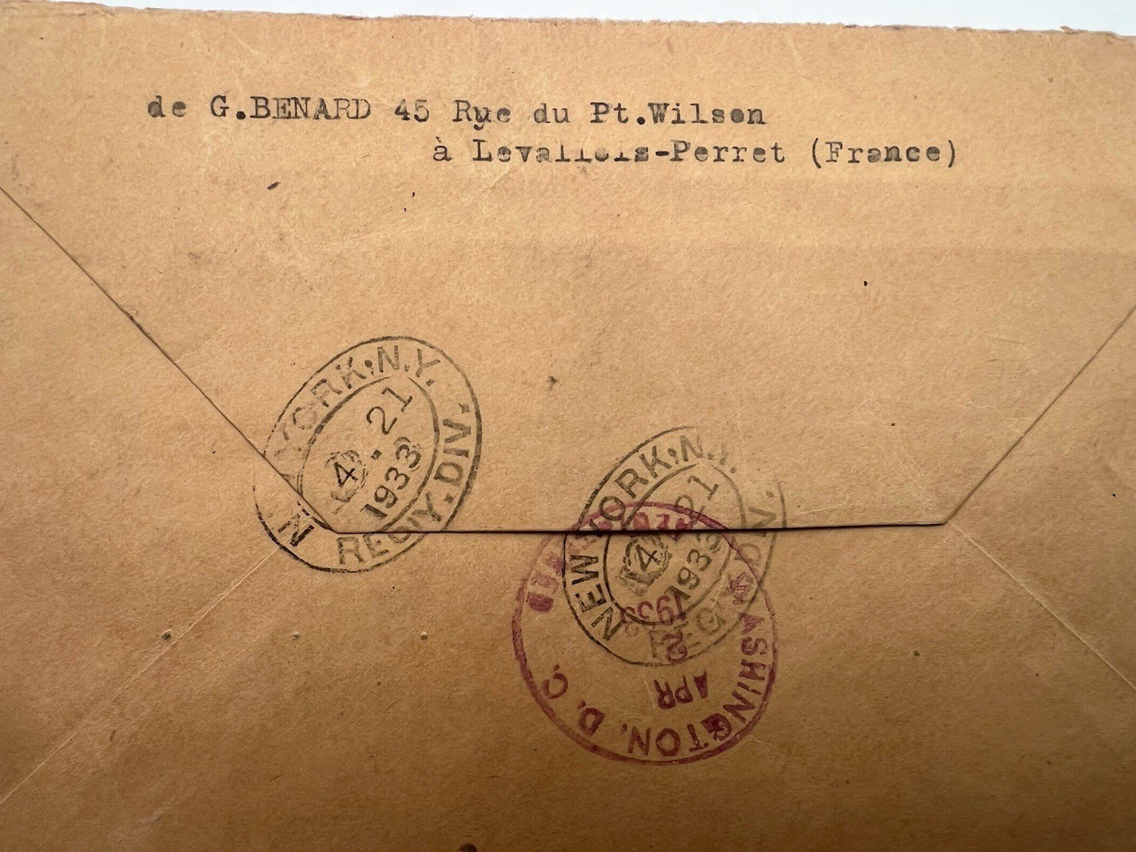 1933 FDR Franklin D Roosevelt Registered France Cover H.R. Harmer # 1308 photo 7