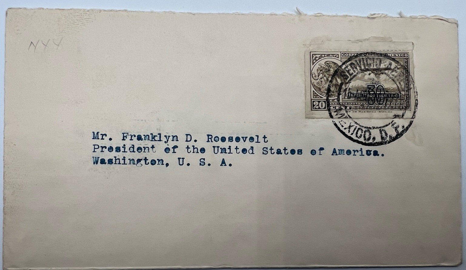 FDR Franklin D Roosevelt Mexico Cover H.R. Harmer Authenticated Collection #1311