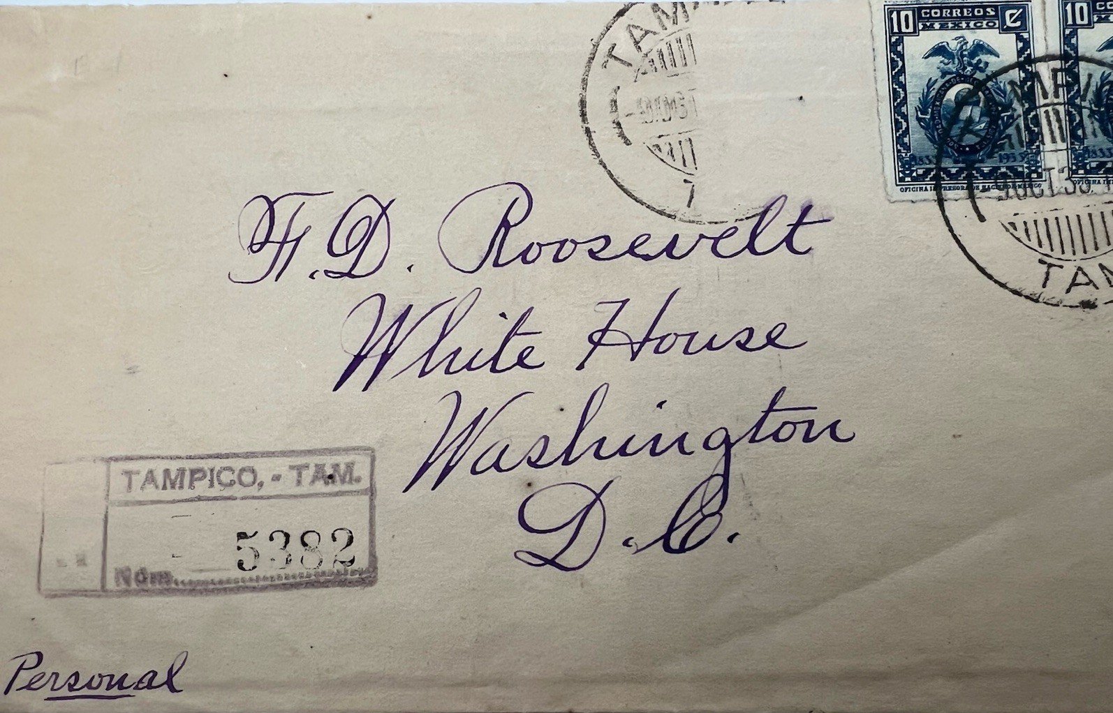 1933 FDR Mexico Registered White House Cover H.R. Harmer Provenance # 1316 photo 2