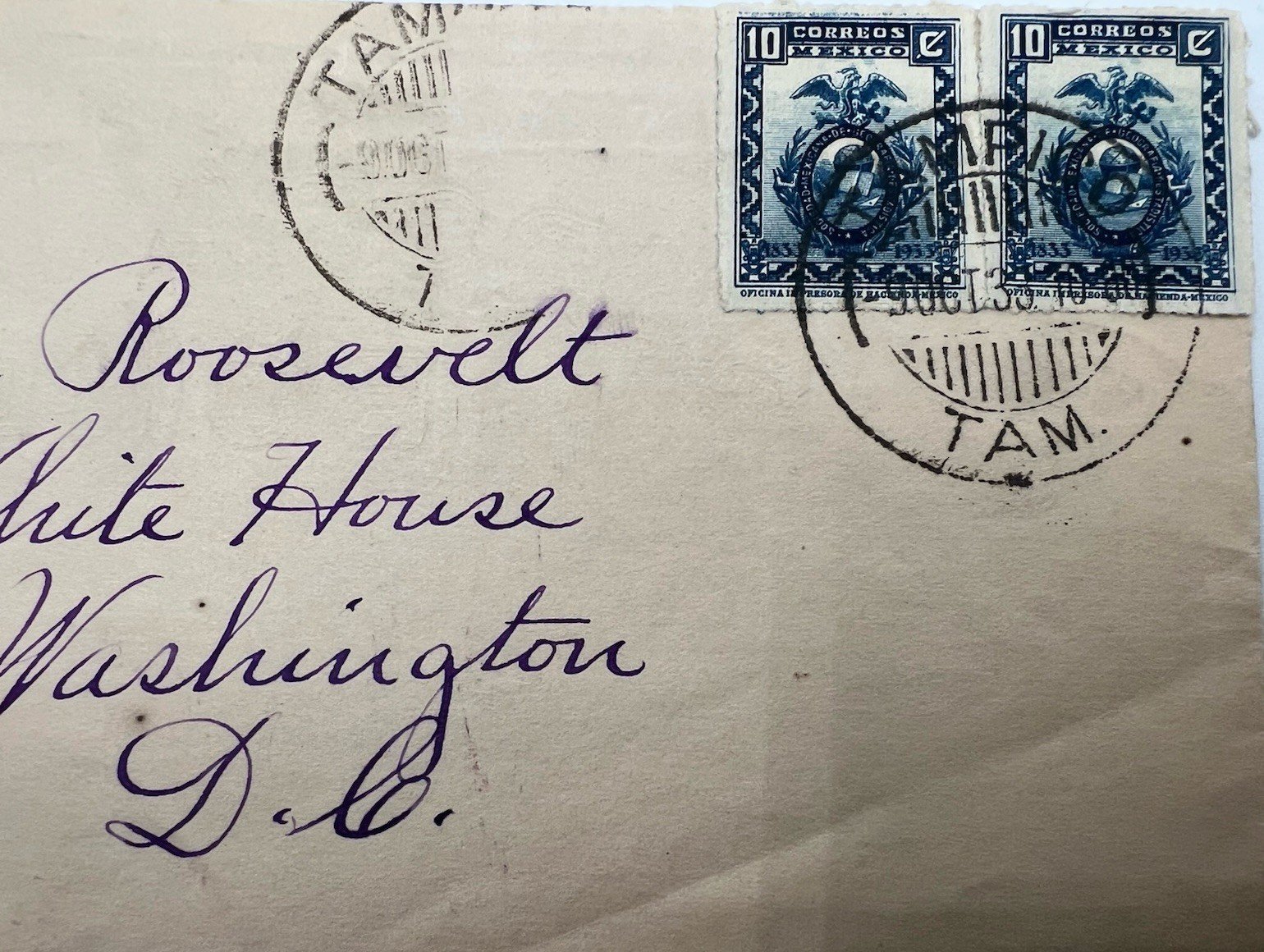 1933 FDR Mexico Registered White House Cover H.R. Harmer Provenance # 1316 photo 3