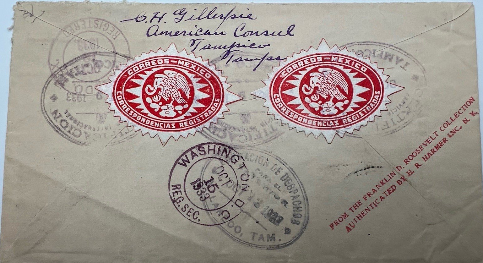 1933 FDR Mexico Registered White House Cover H.R. Harmer Provenance # 1316 photo 5