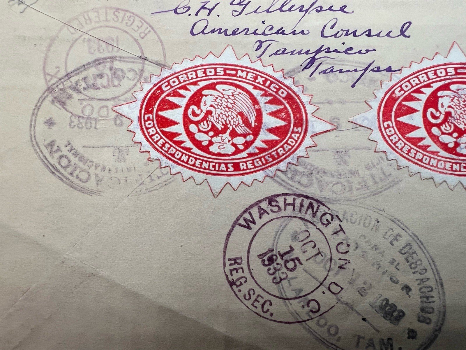 1933 FDR Mexico Registered White House Cover H.R. Harmer Provenance # 1316 photo 7
