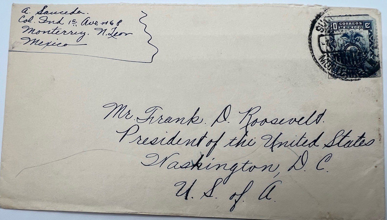 FDR Roosevelt Mexico Cover H.R. Harmer Collection White House President # 1317