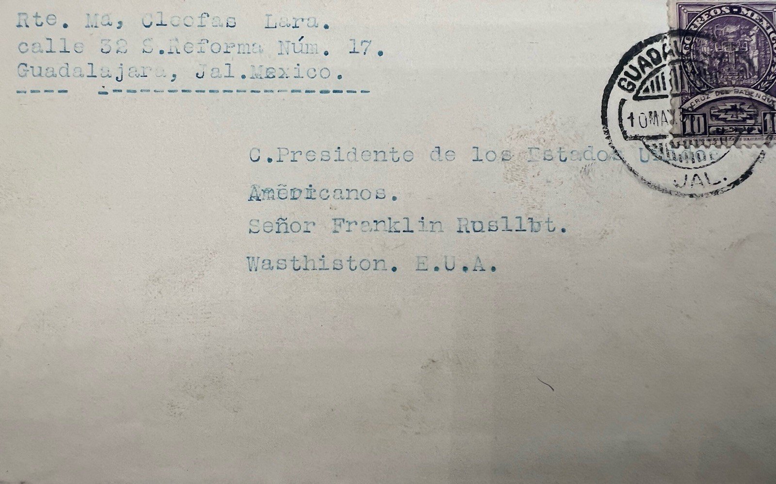 FDR Roosevelt Guadalajara Mexico Cover H.R. Harmer Collection # 1318 photo 2