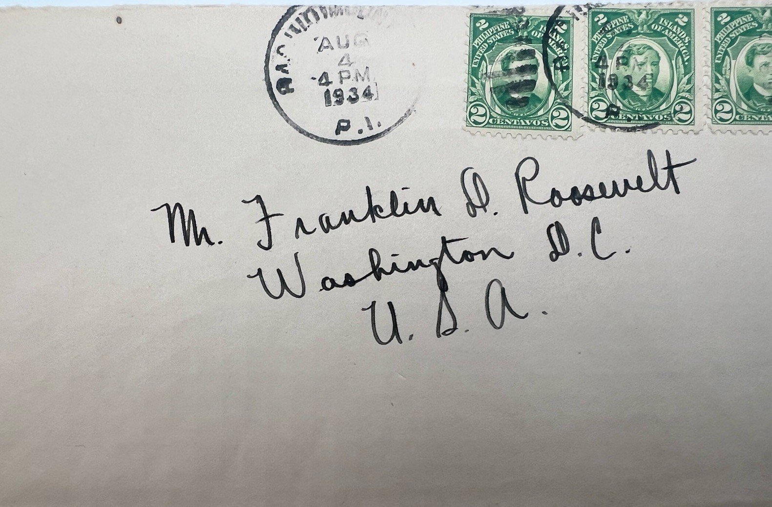 FDR Franklin D Roosevelt 1934 Philippines Cover H.R. Harmer Collection # 1325 photo 2
