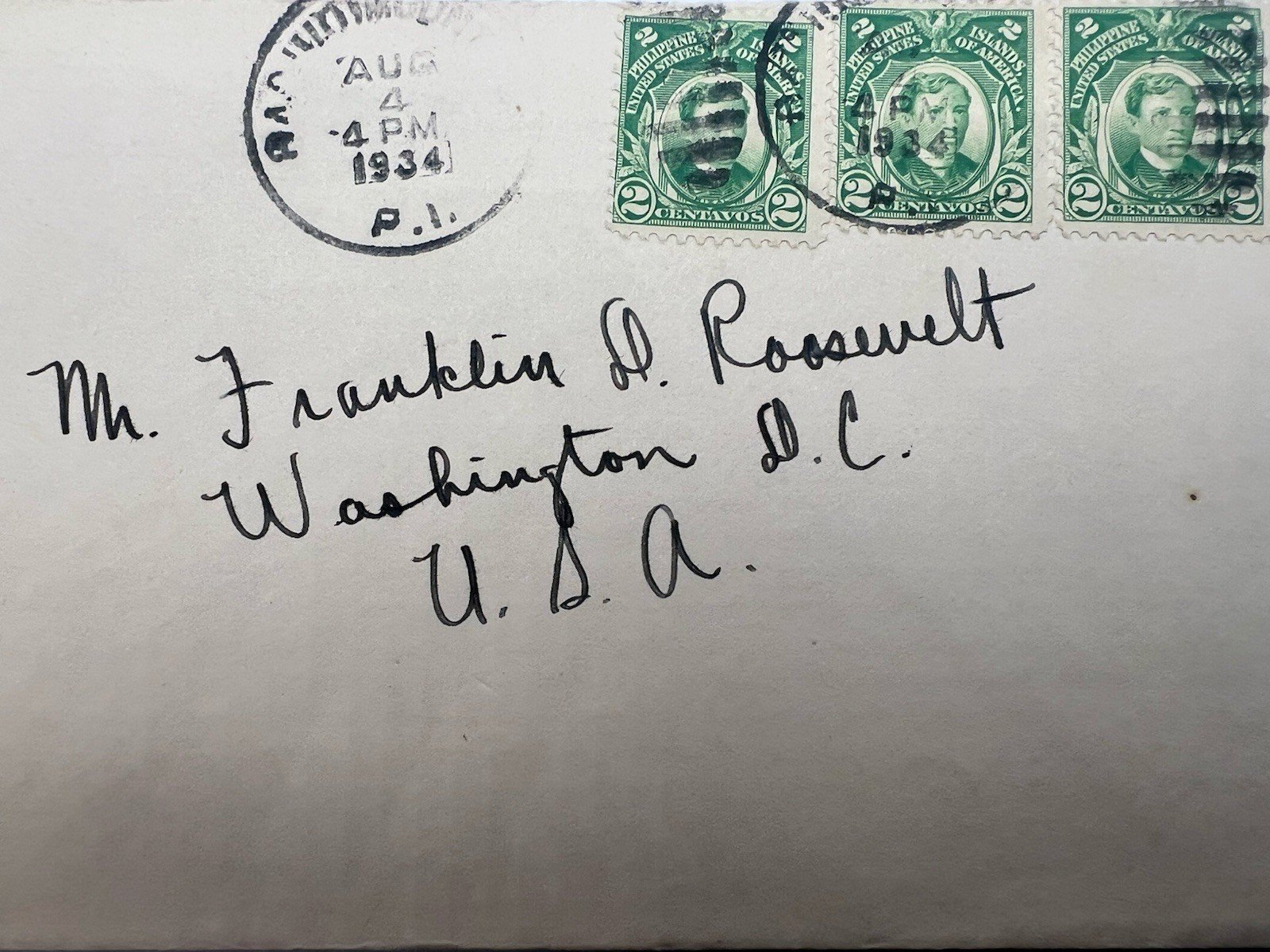 FDR Franklin D Roosevelt 1934 Philippines Cover H.R. Harmer Collection # 1325 photo 3