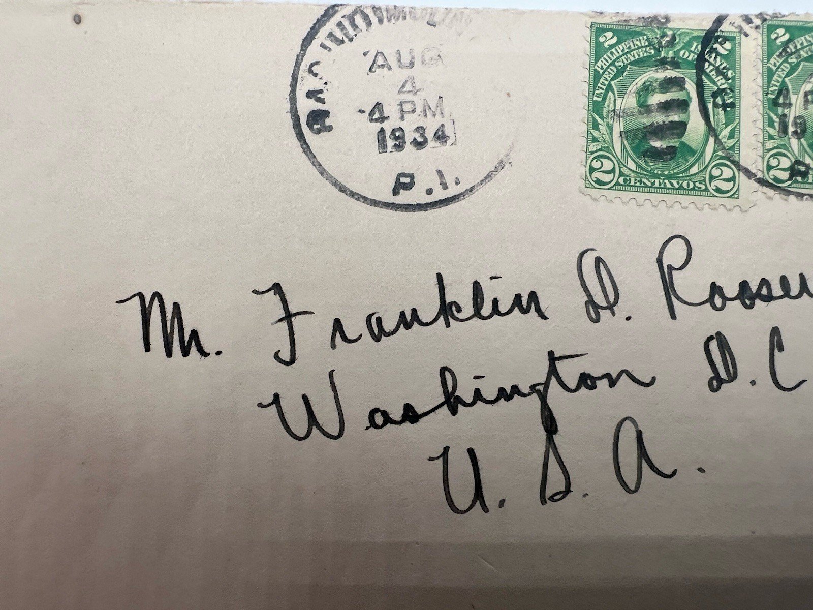 FDR Franklin D Roosevelt 1934 Philippines Cover H.R. Harmer Collection # 1325 photo 4